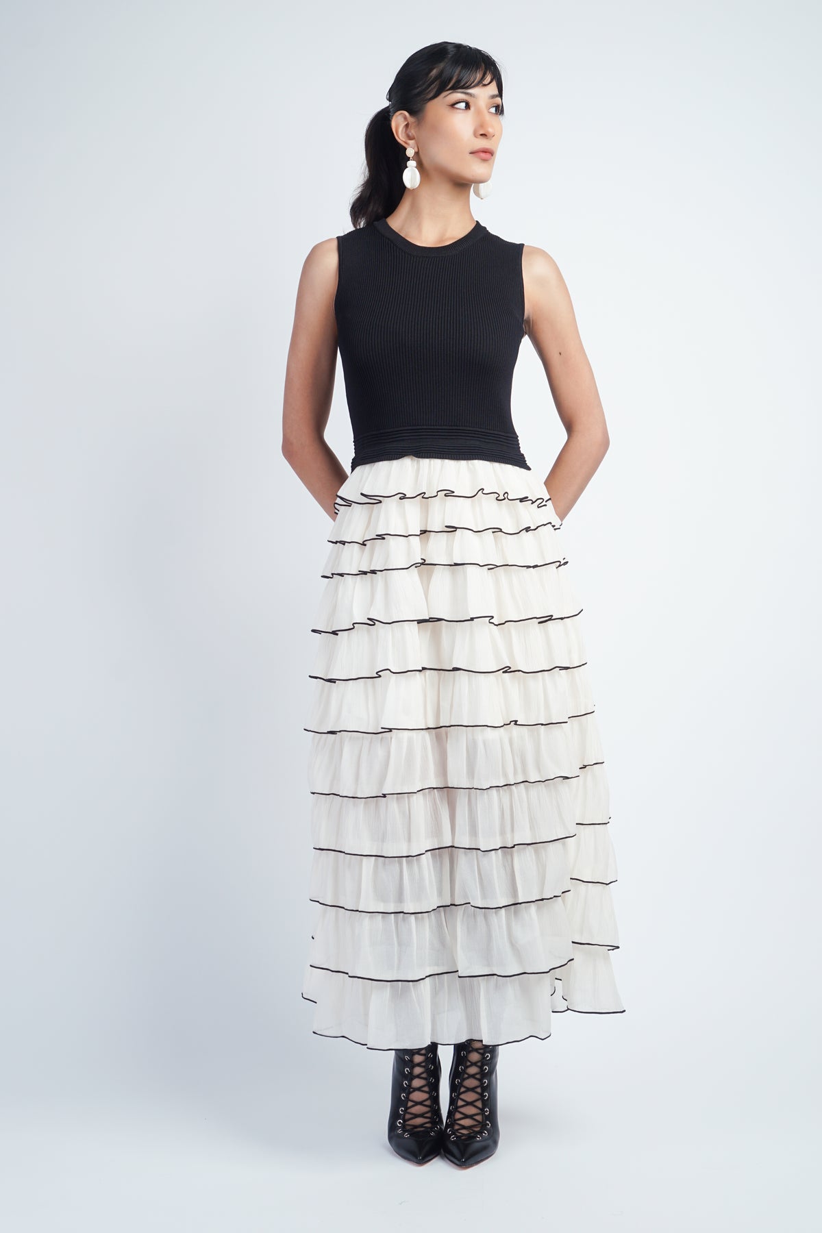 Black Ivory Ruffle Dress