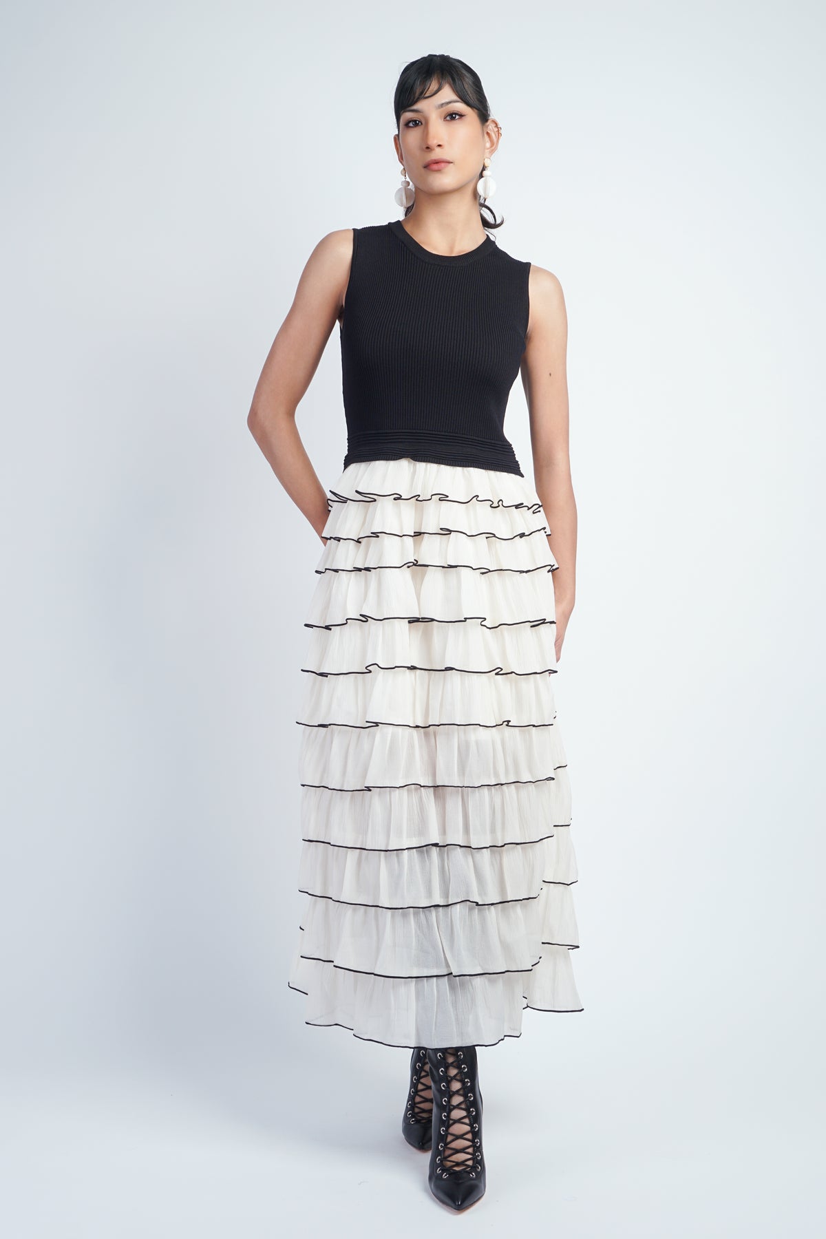 Black Ivory Ruffle Dress