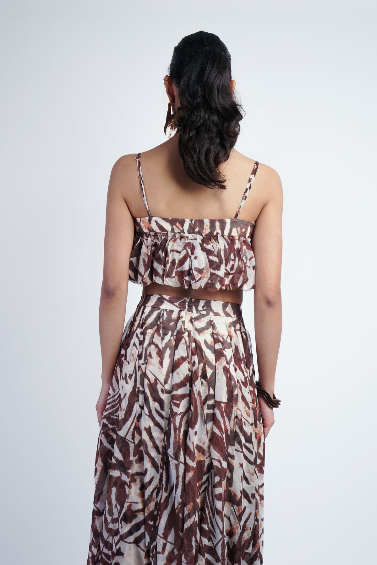 Petal Layer Top Ivory/Brown Print
