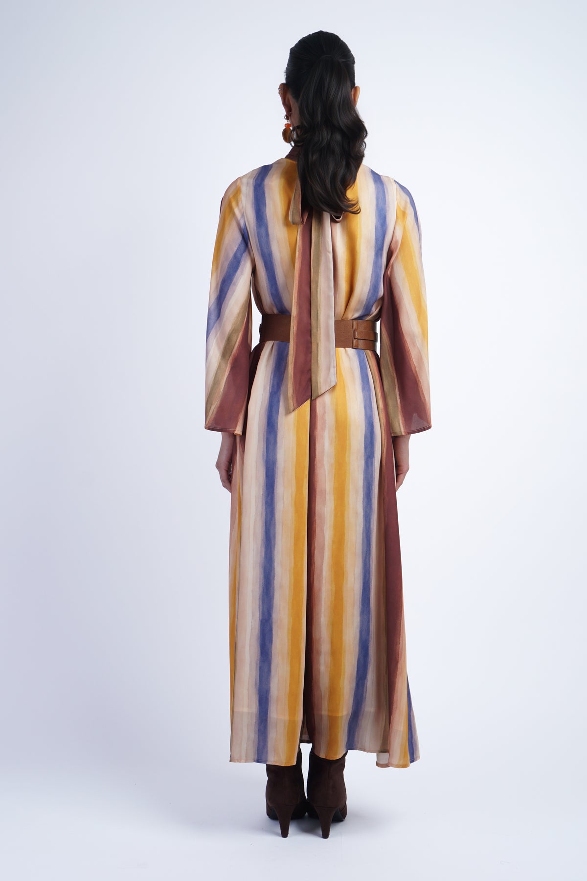 Multi Stripe Dessert Caftan Dress