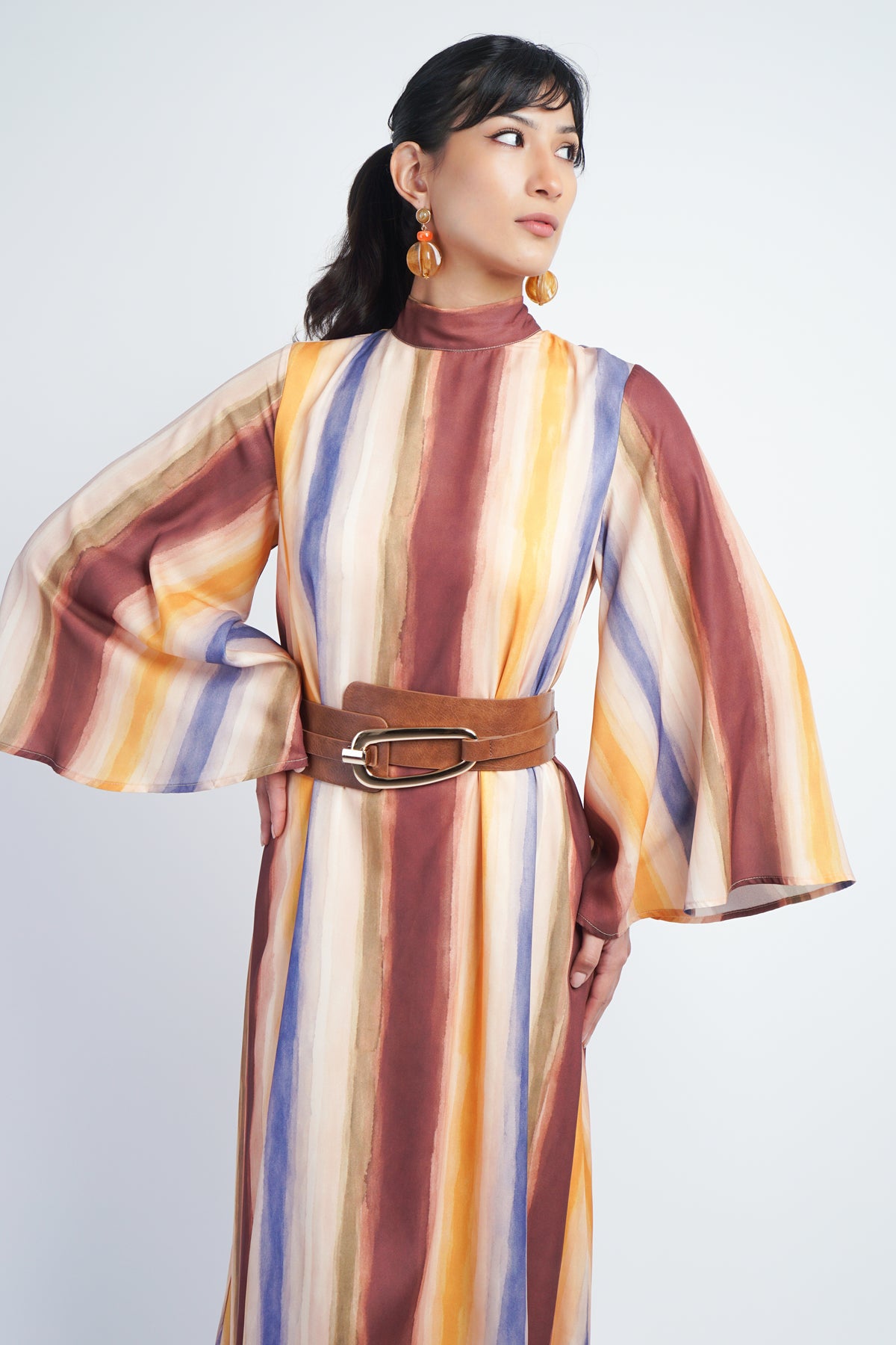 Multi Stripe Dessert Caftan Dress