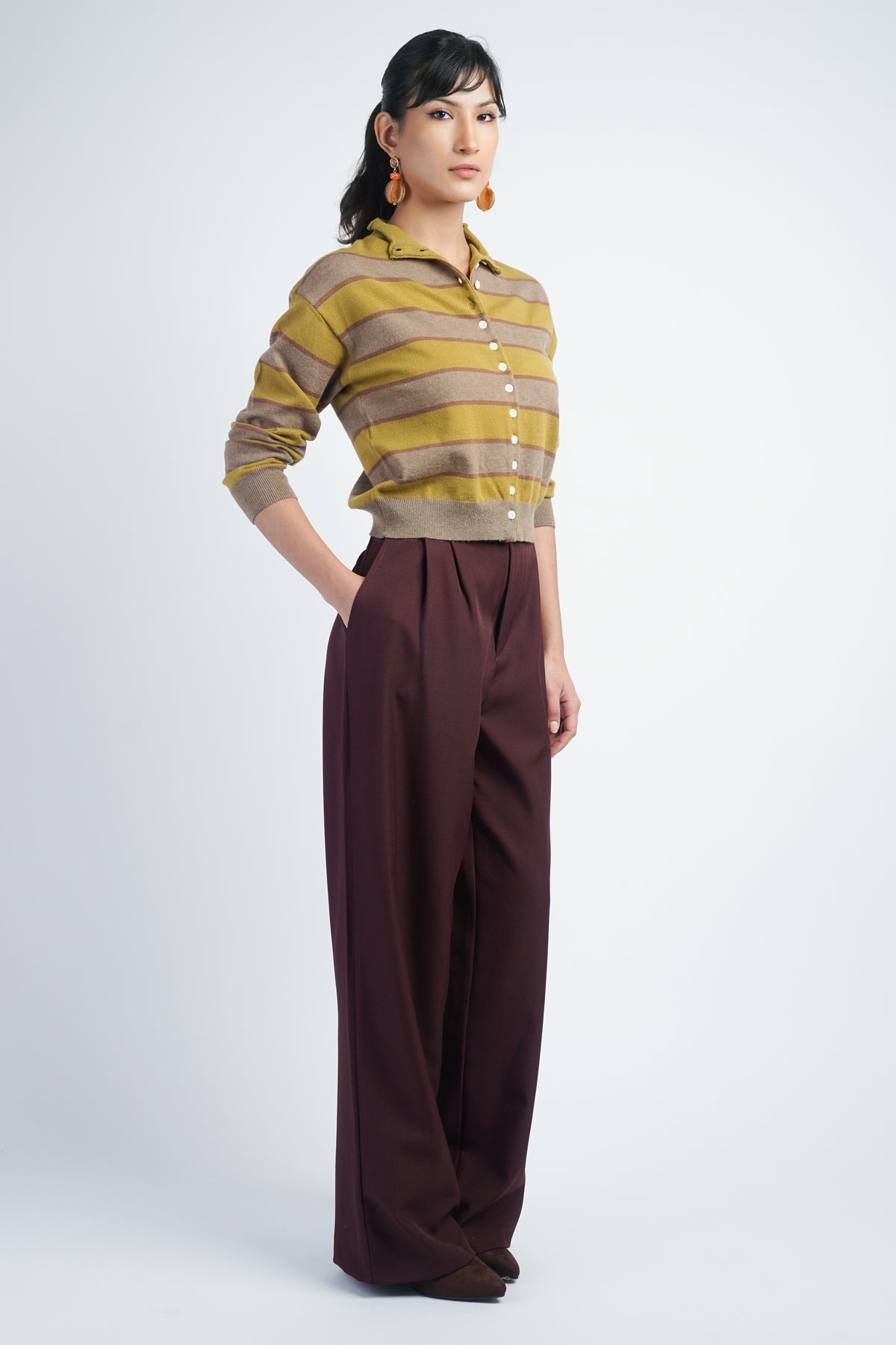 Burgundy Wide Leg Pant
