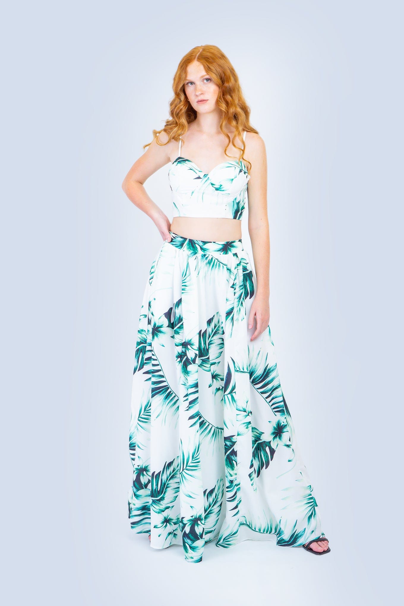 DCD SKIRTS Green Tropical Maxi Skirt