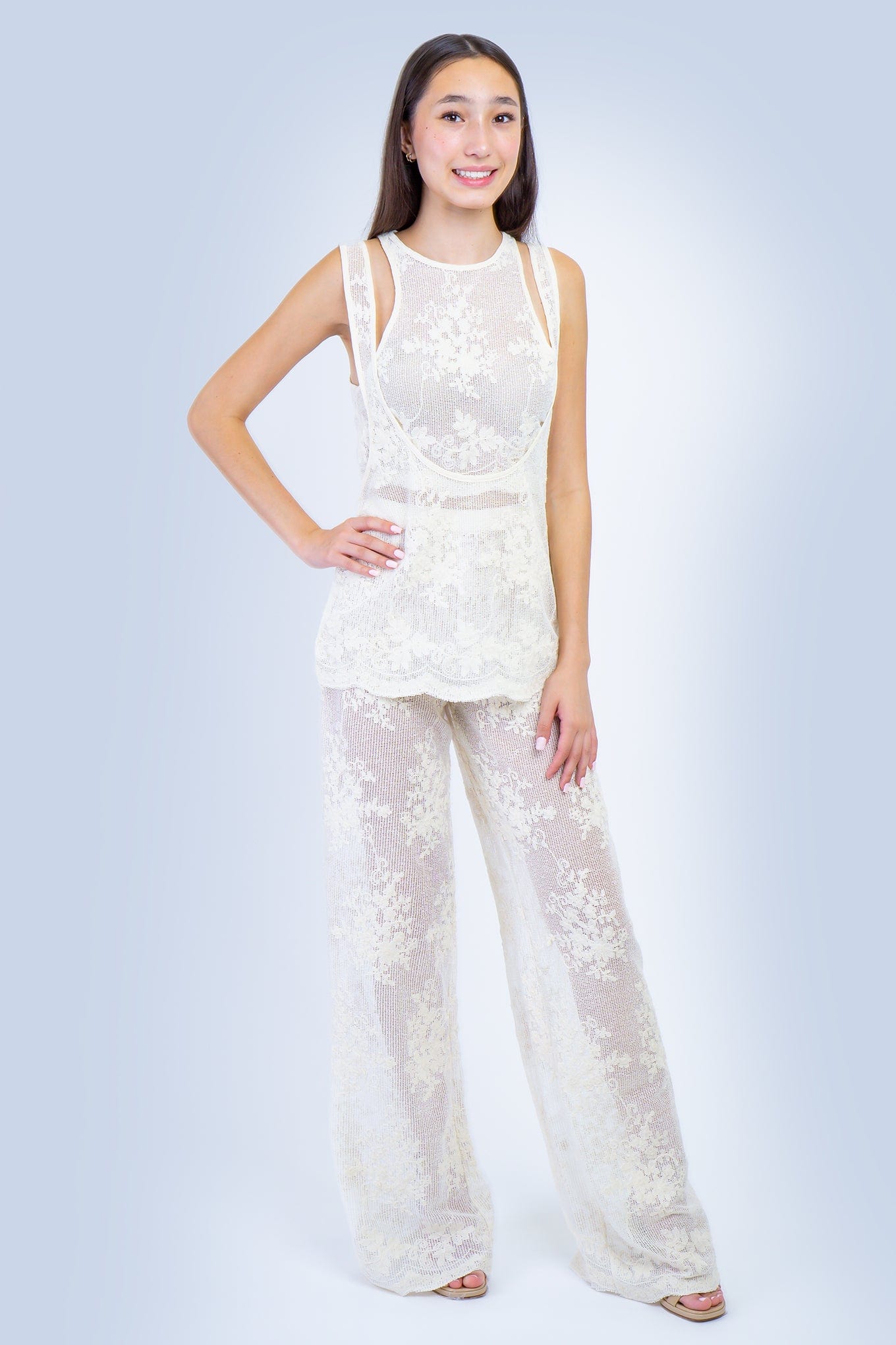 DCD PANTS Natural Applique Lace Pant