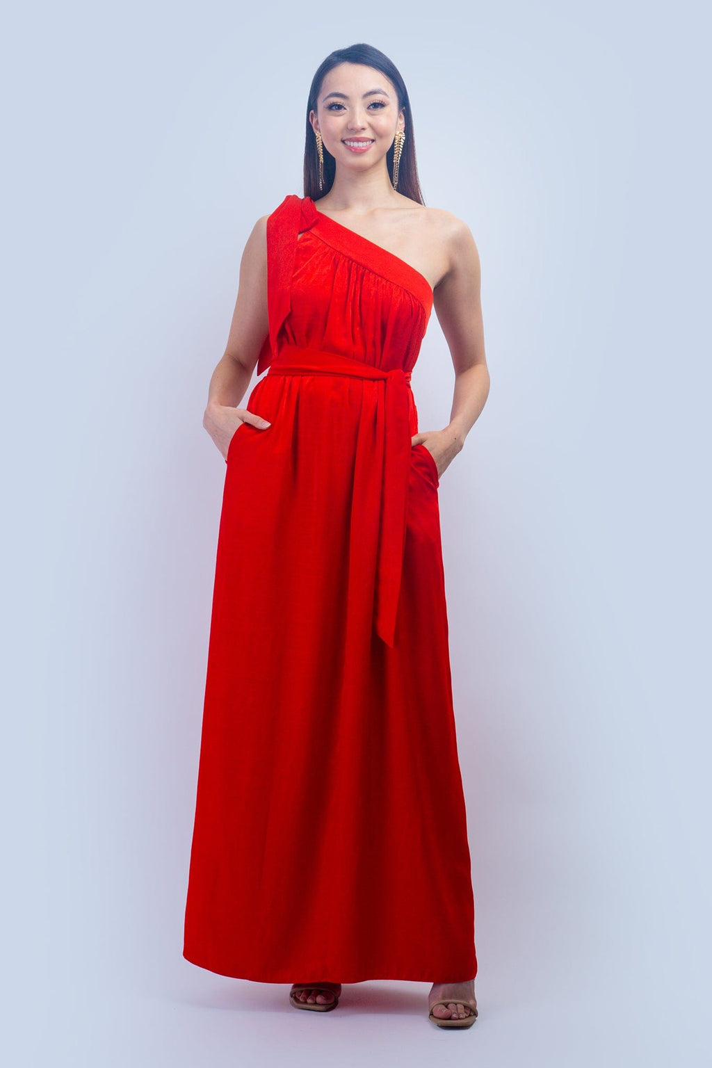 strapless open back dress Ladivine CD242 Size 8 Blue Long Pleated Chiffon A Line Bell Sleeve V N –  Glass Slipper Formals main image 0