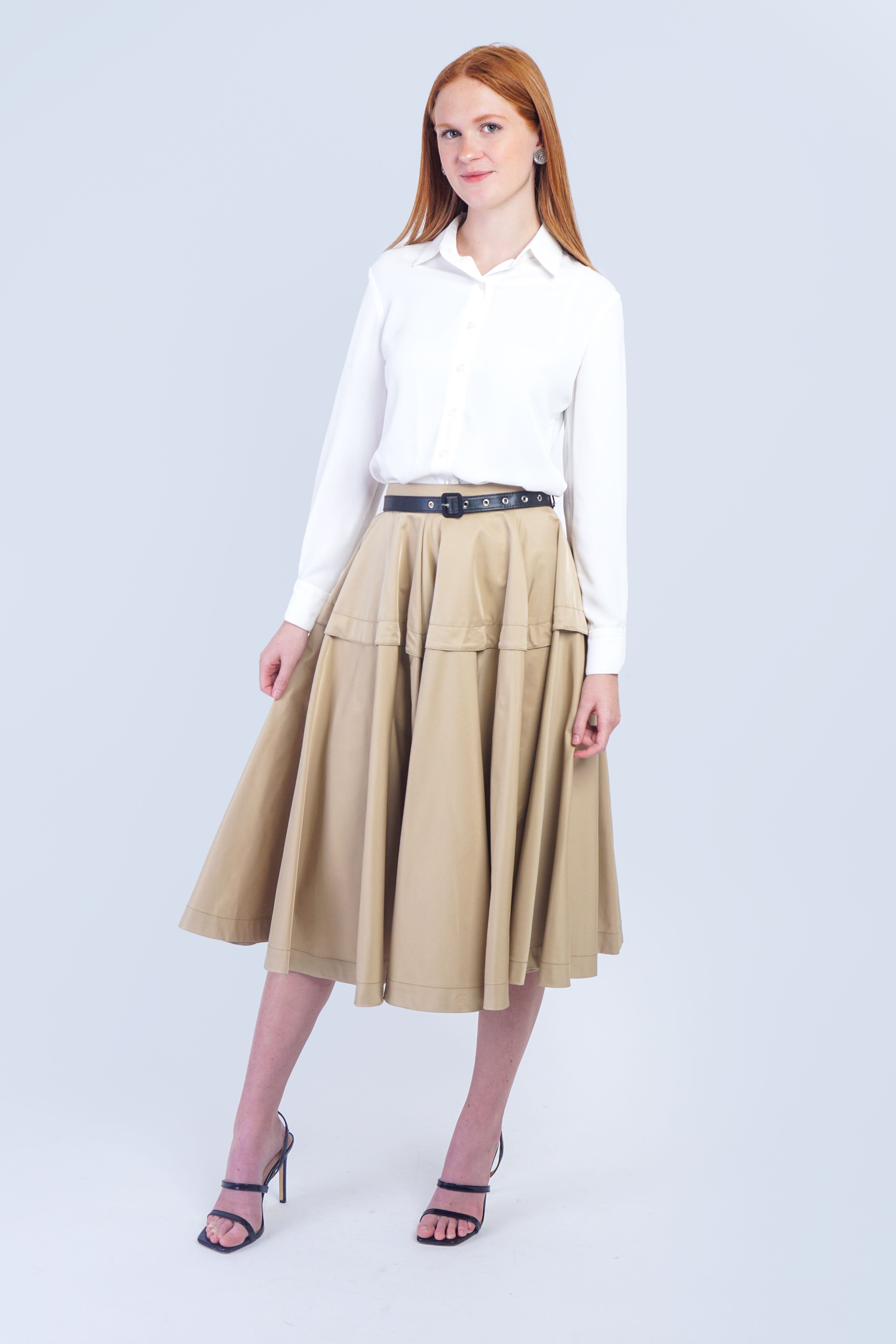 Private Label SKIRTS Tan Wide Yoke Skirt