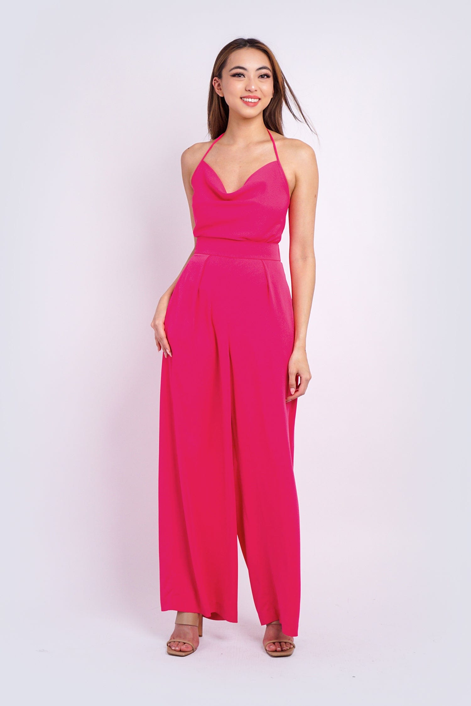 Chloe Dao BOTTOMS Pink Pleated High Waist Relaxing Leslie Pants