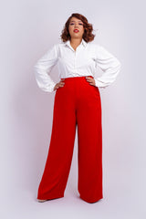 Red Straight Leg High Waist Pants | Shop Now | Chloe Dao