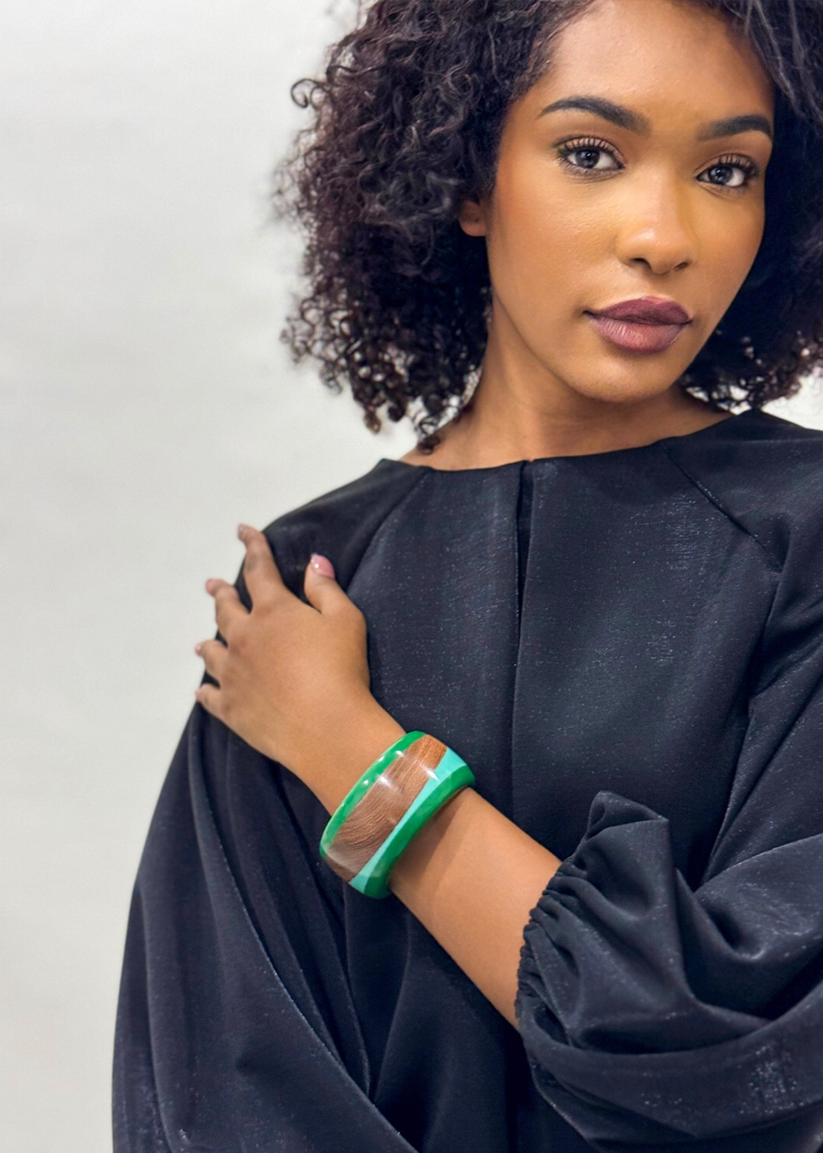 Private Label BRACELETS Green Wood Bracelet