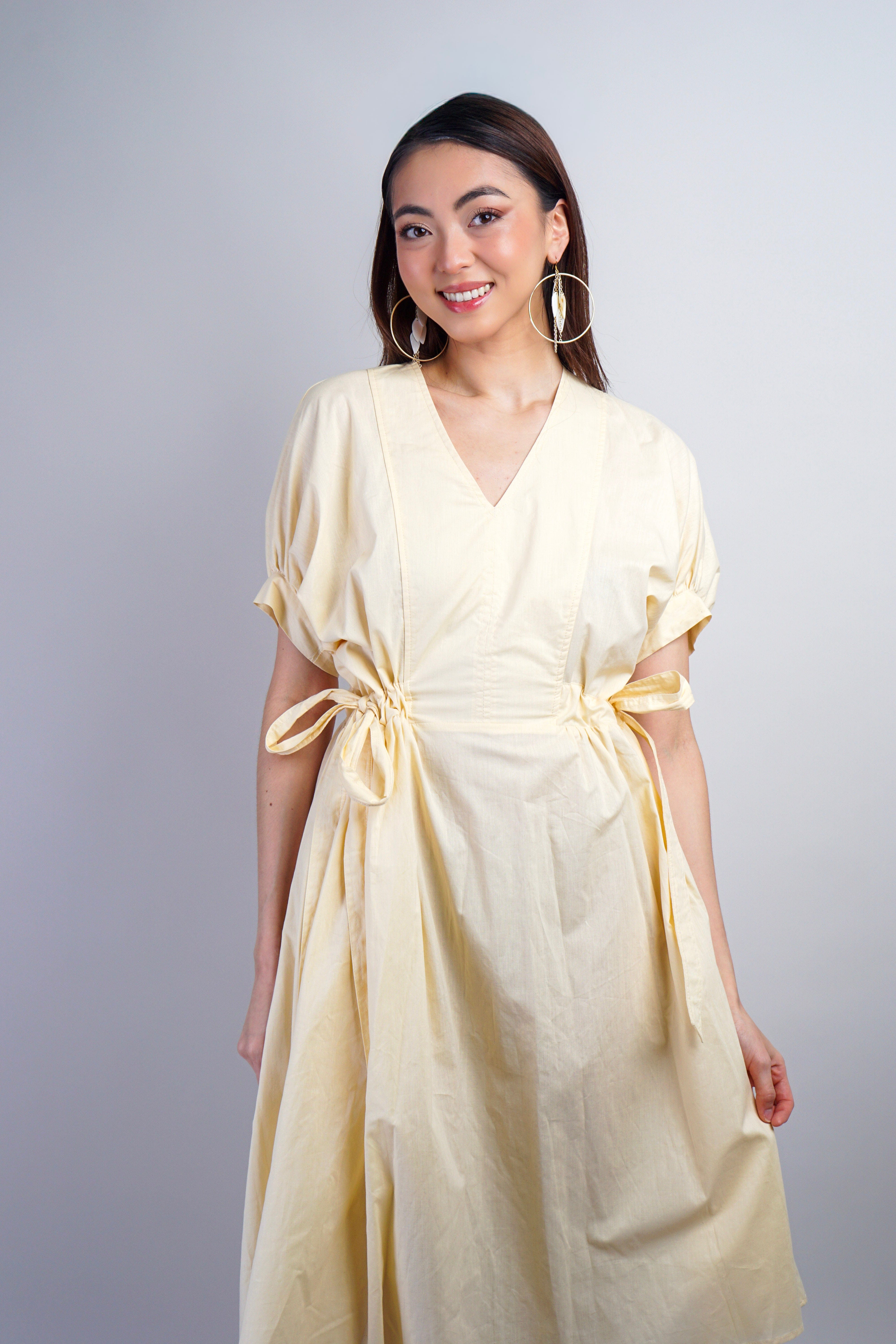 Private Label Butter Yellow Drop Waist Midi Dress