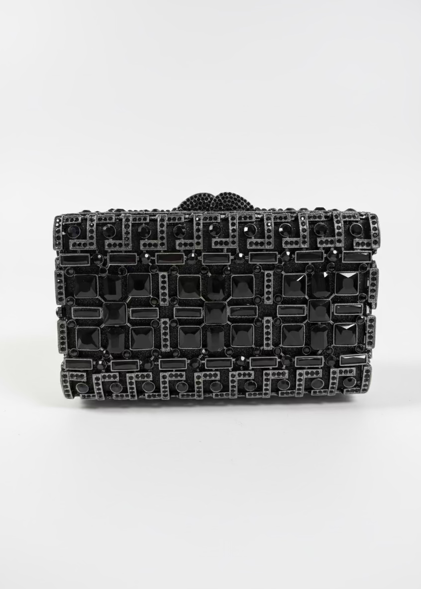Private Label CLUTCHES Black Black Rhinestone Box Clutch