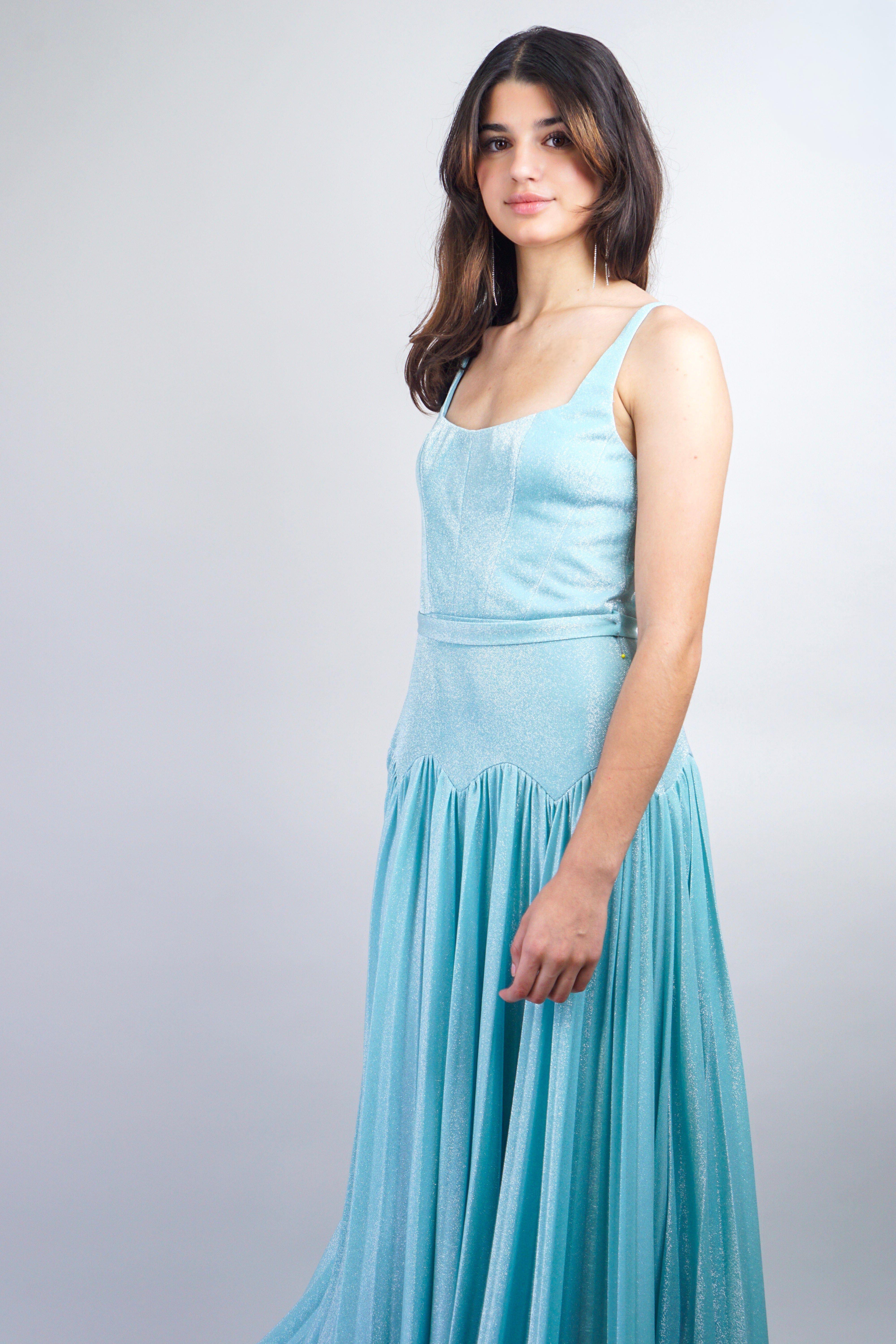 Private Label DRESSES Baby Blue Art Deco Pleated Gown