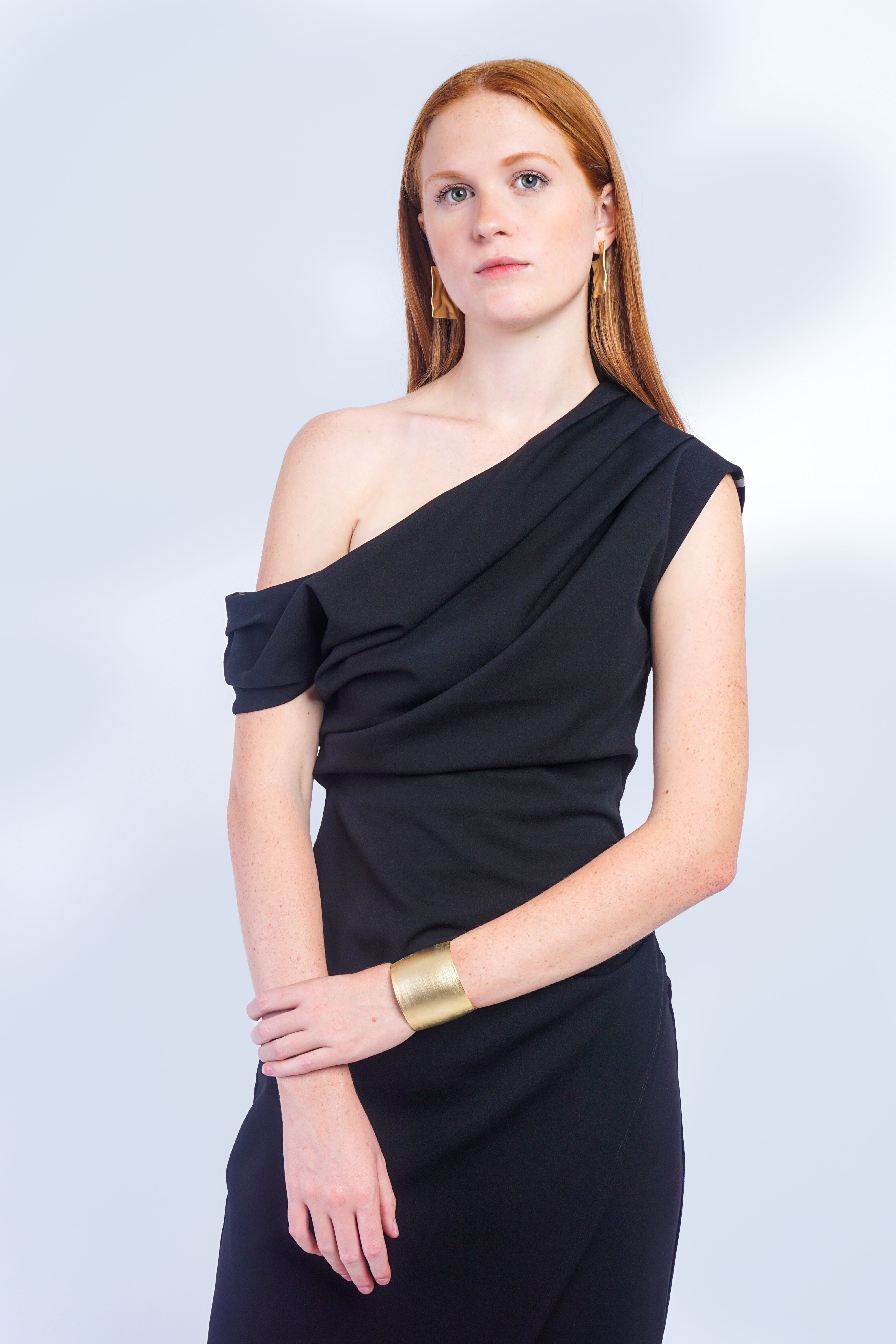 Private Label DRESSES Black Asymmetrical Drop Shoulder Dress