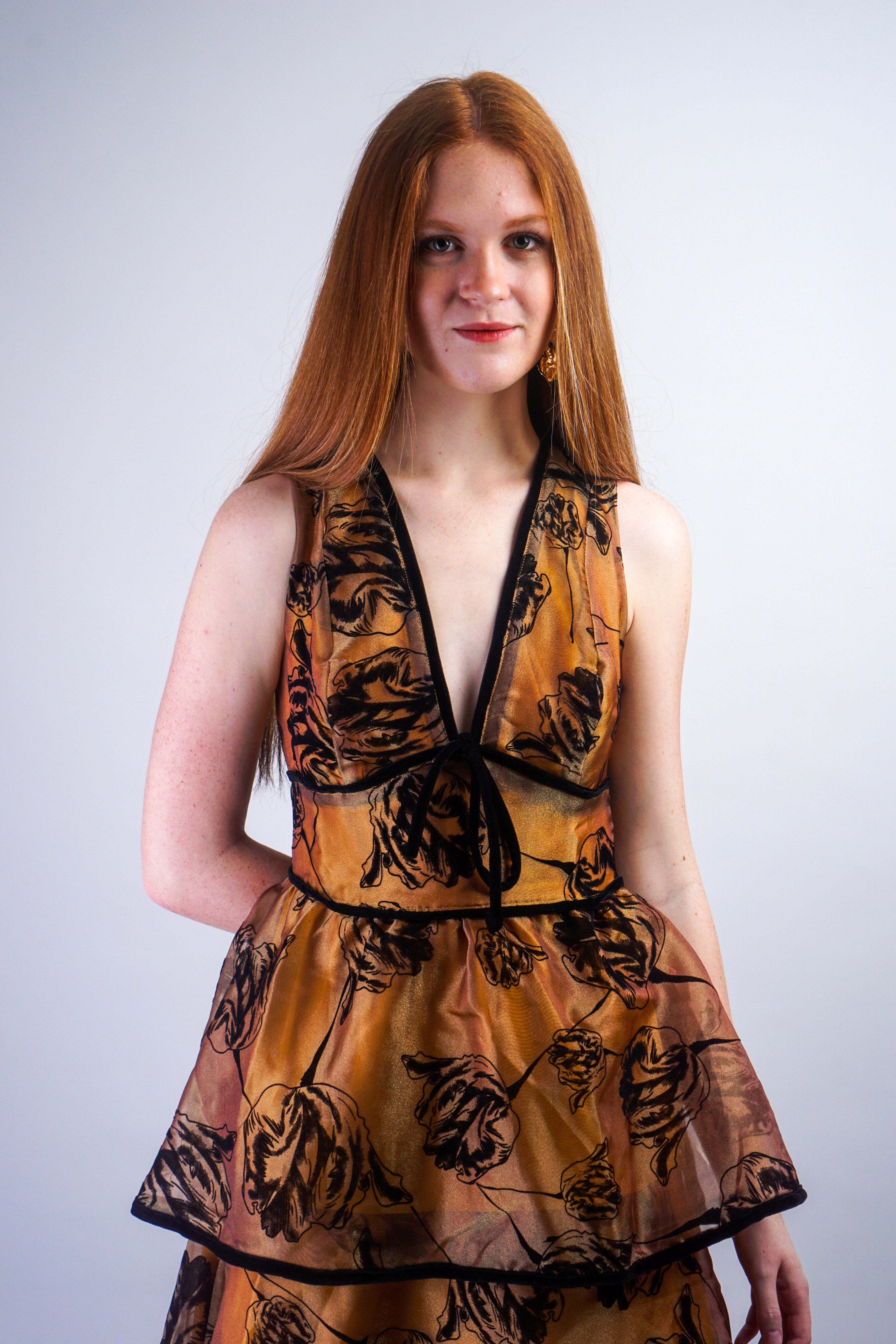 Private Label DRESSES Black/Brown Tiered Sleeveless Midi Dress