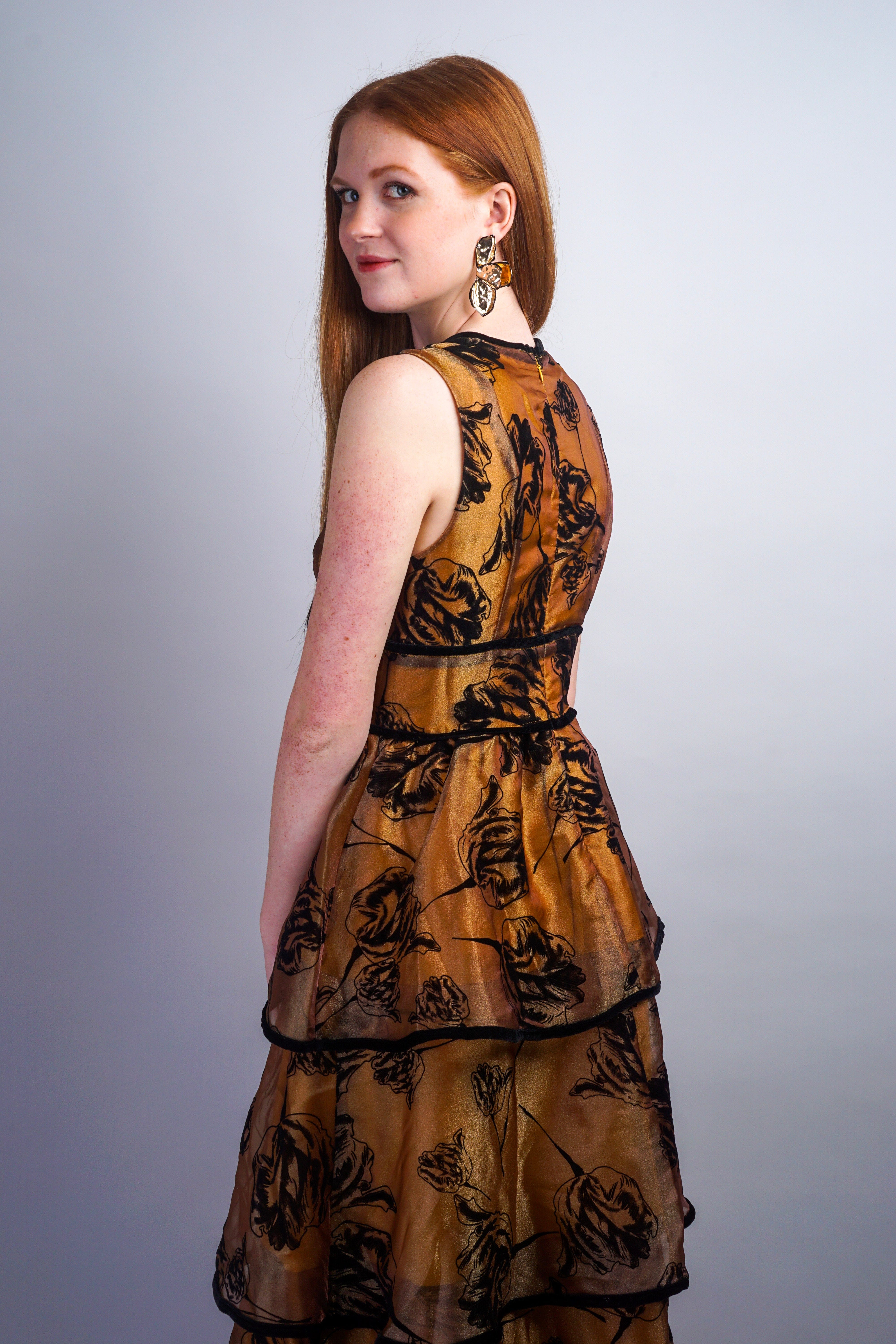 Private Label DRESSES Black/Brown Tiered Sleeveless Midi Dress