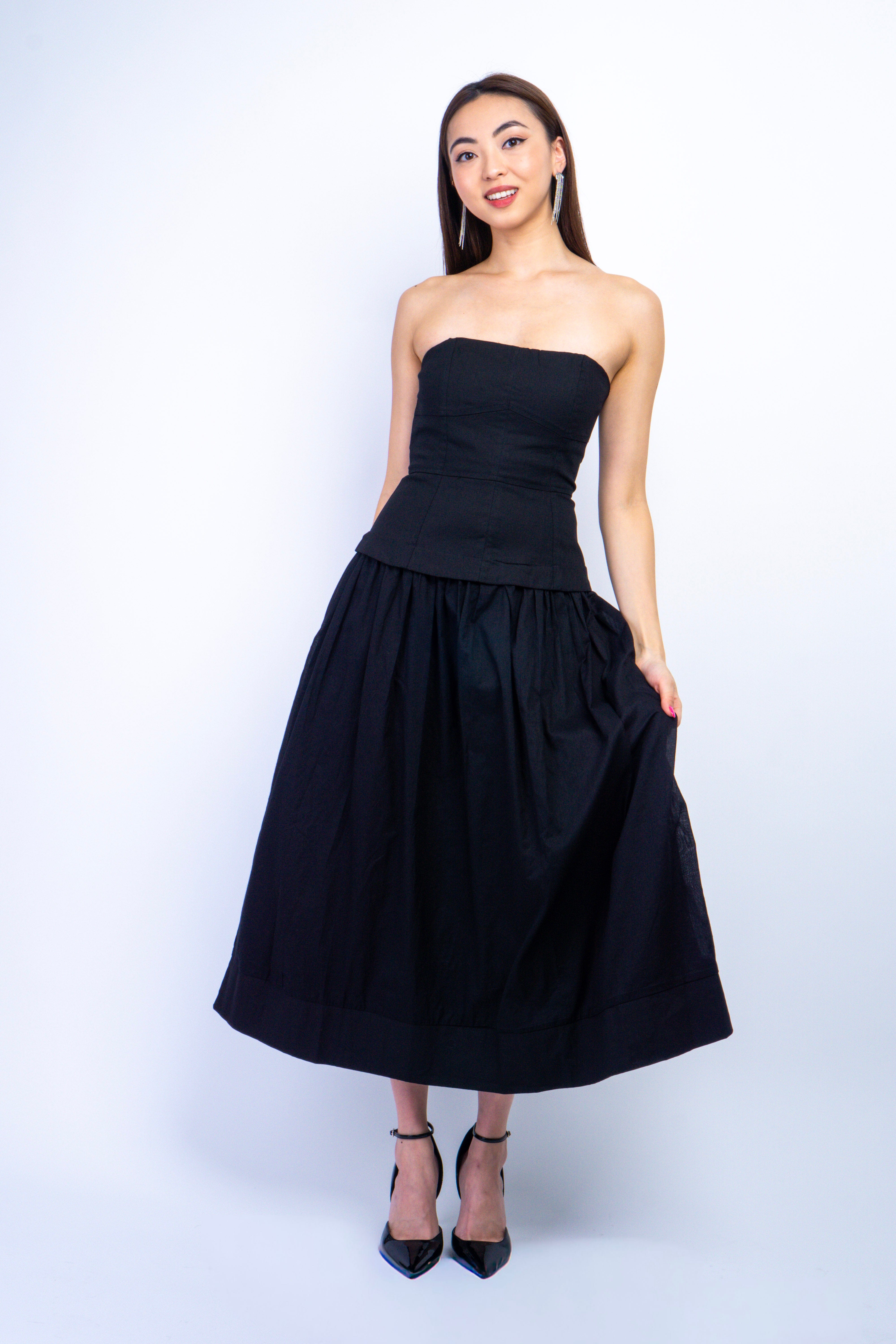 Private Label DRESSES Black Corset Lined Strapless Dress