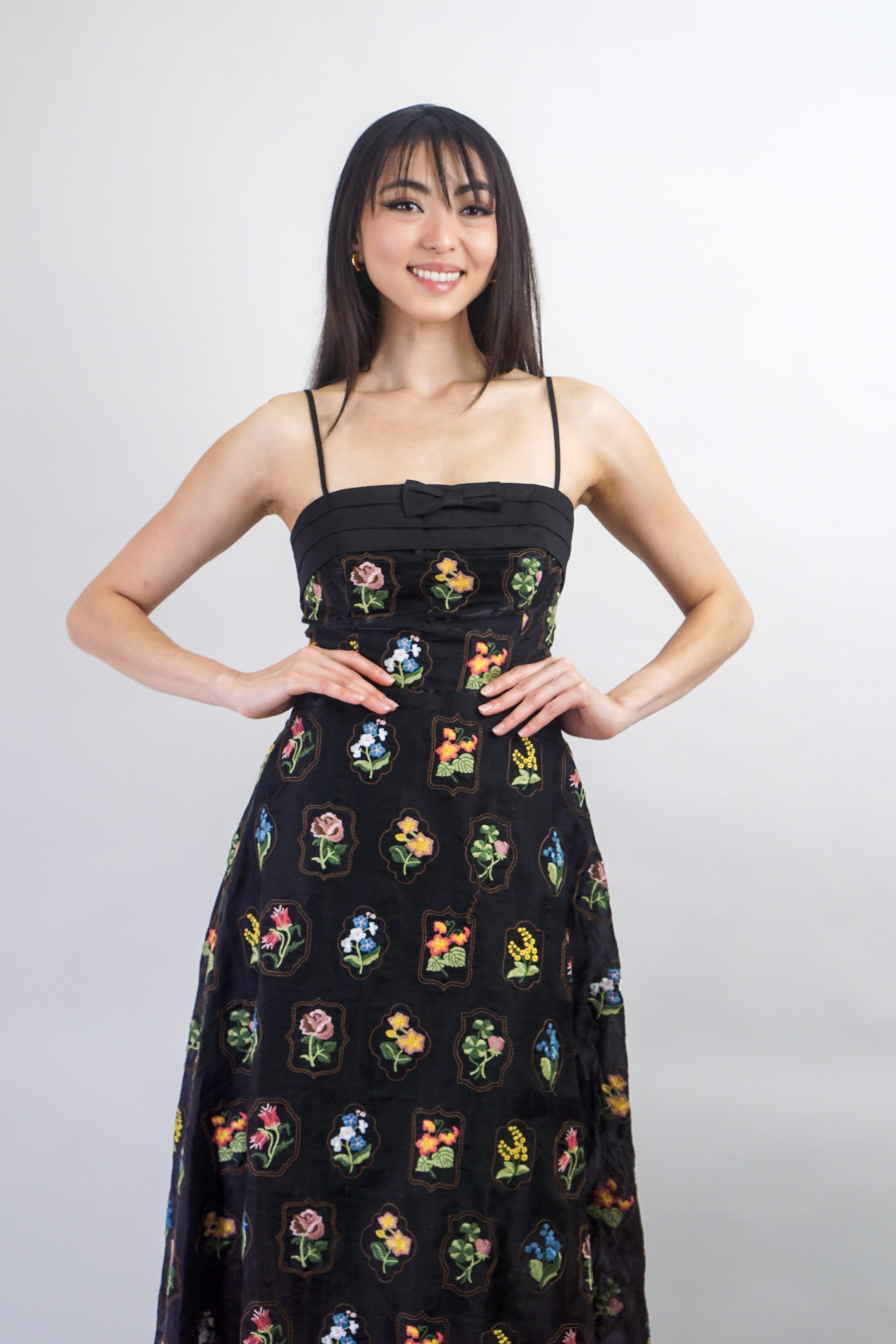 Private Label DRESSES Black Floral Embroidered Midi Dress