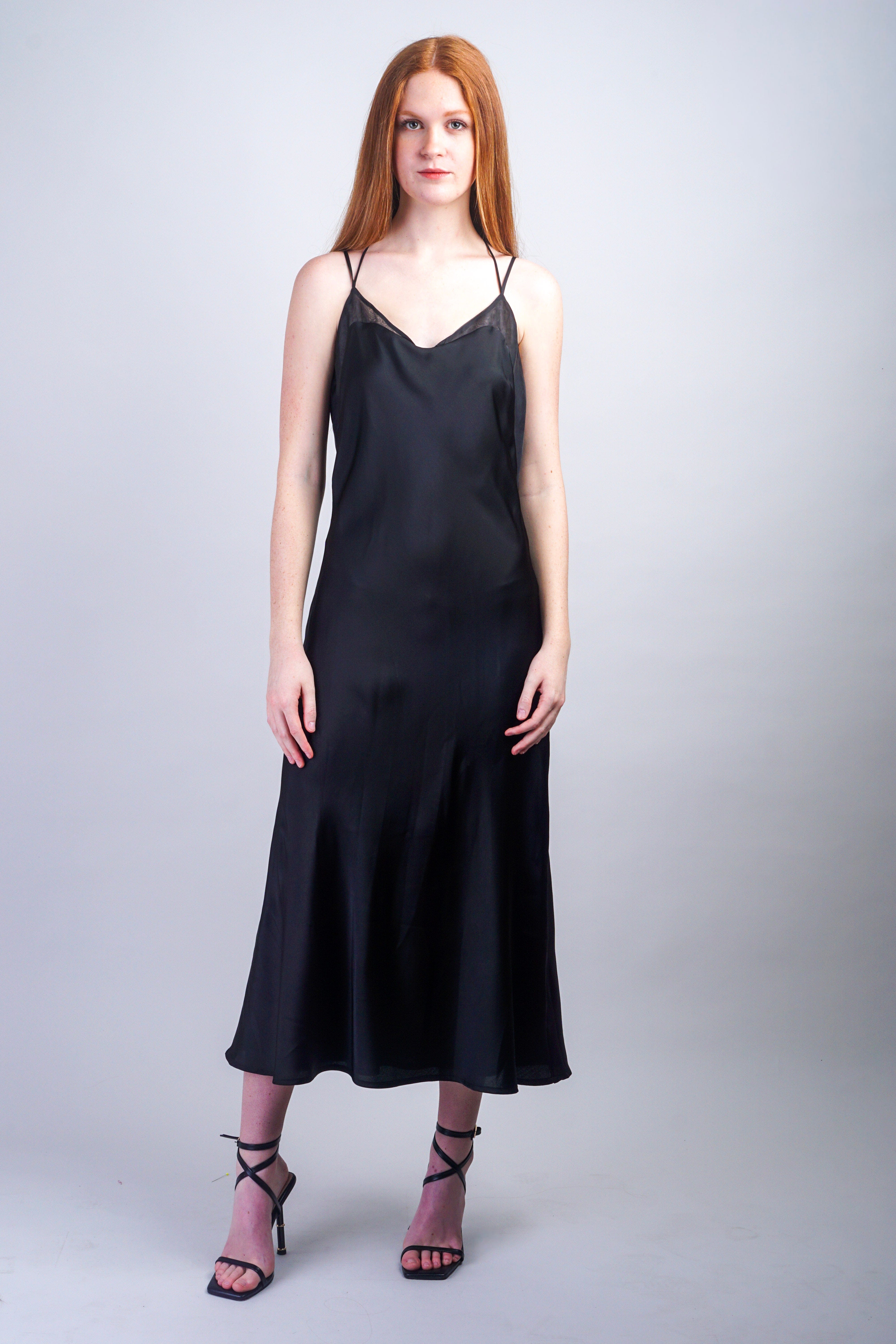 Private Label DRESSES Black Organza Trim Slip Dress