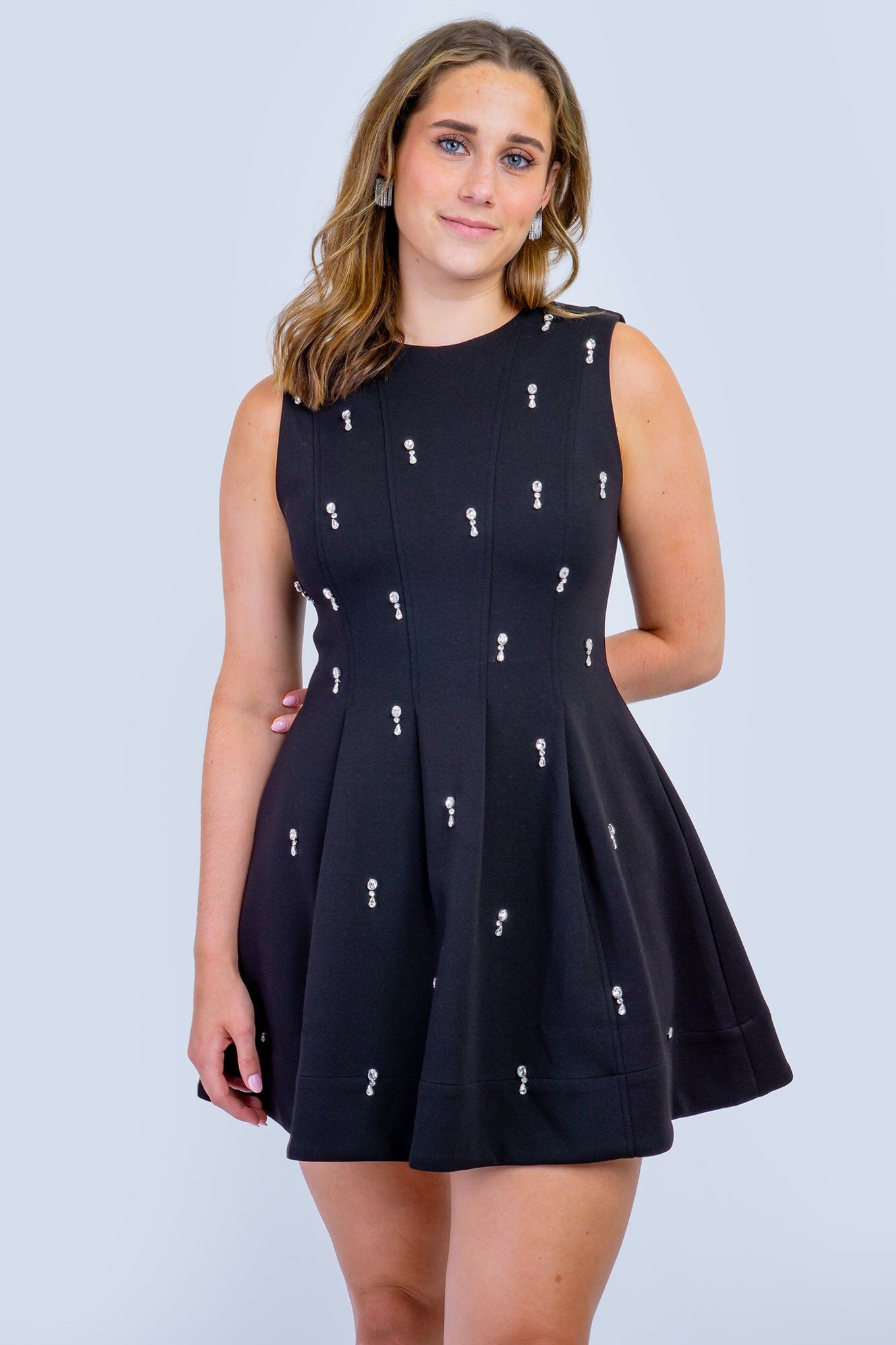 DCD DRESSES Black  Rhinestone Skater Dress