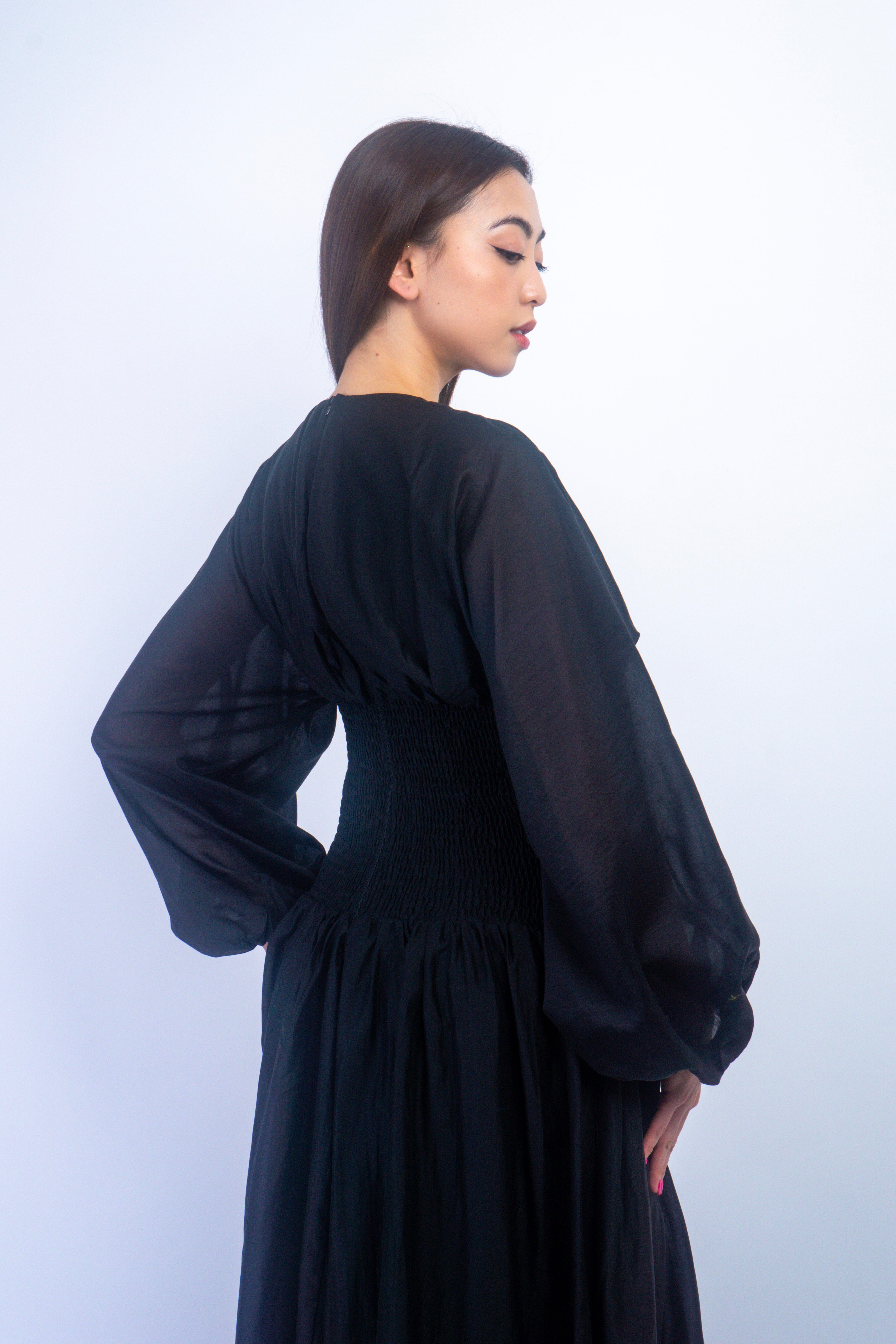 Private Label DRESSES Black Textures Waist Maxi Dress