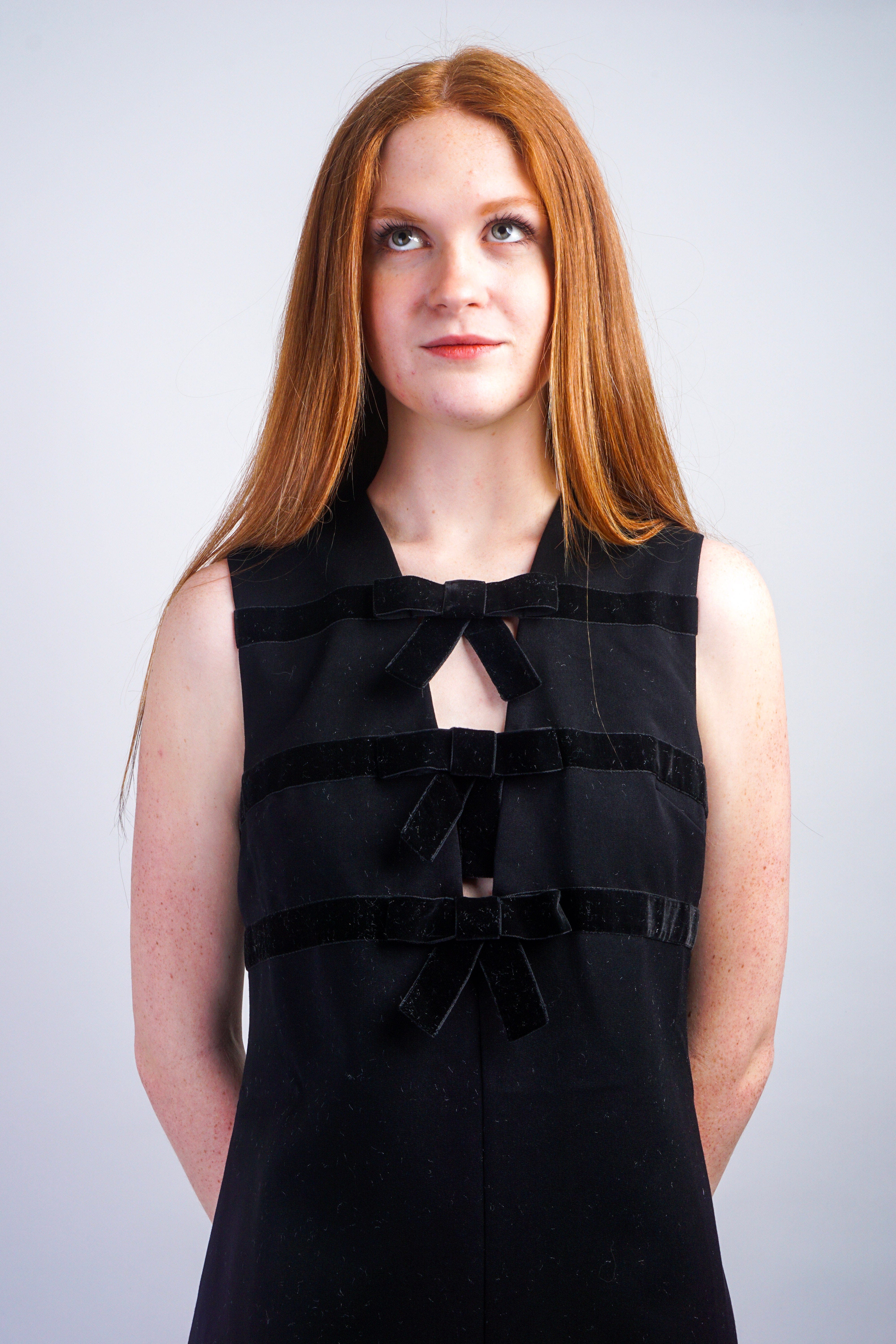 Private Label DRESSES Black Velvet Bow Mini Dress