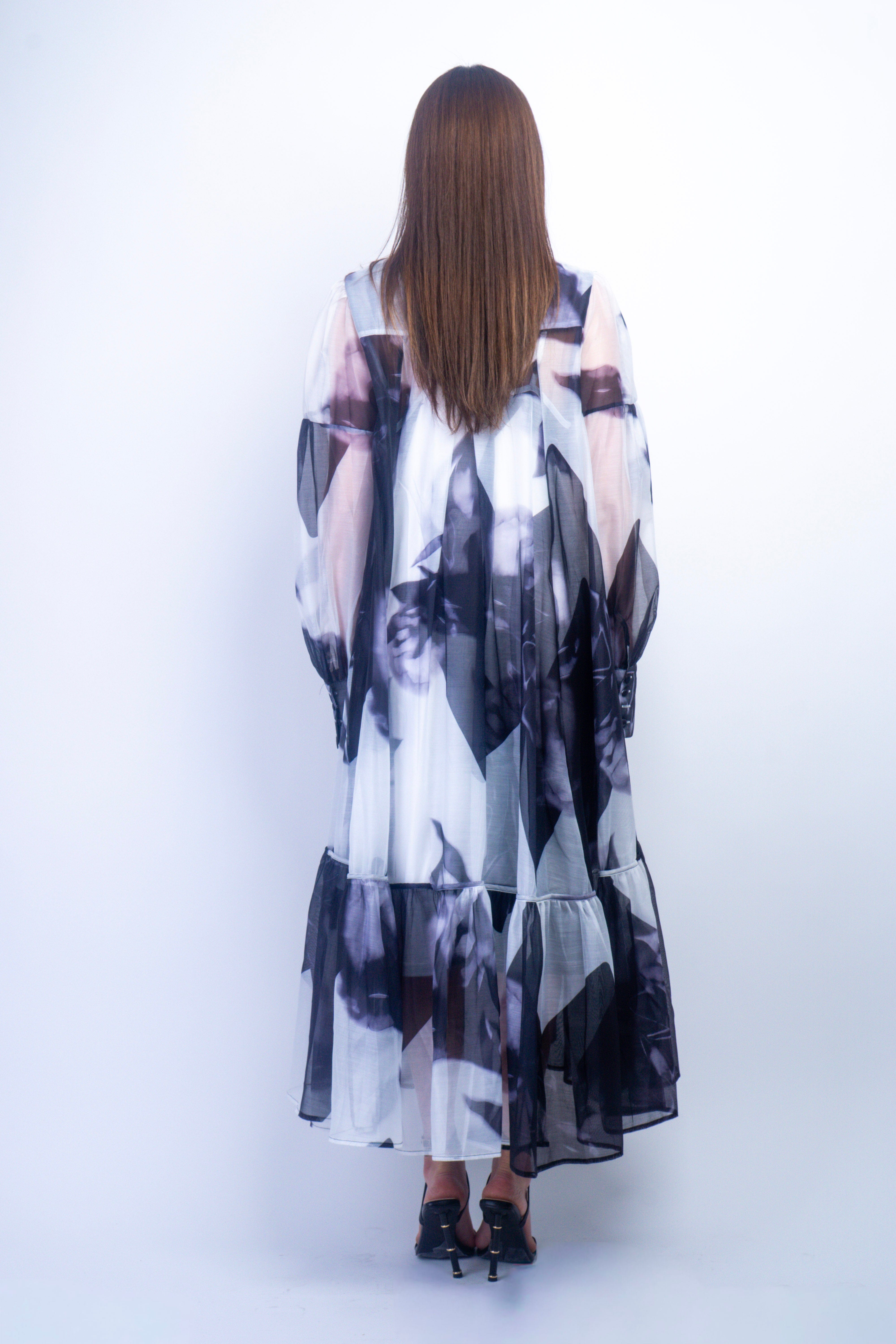 Private Label DRESSES Black & White Oversized Line Floral Dress