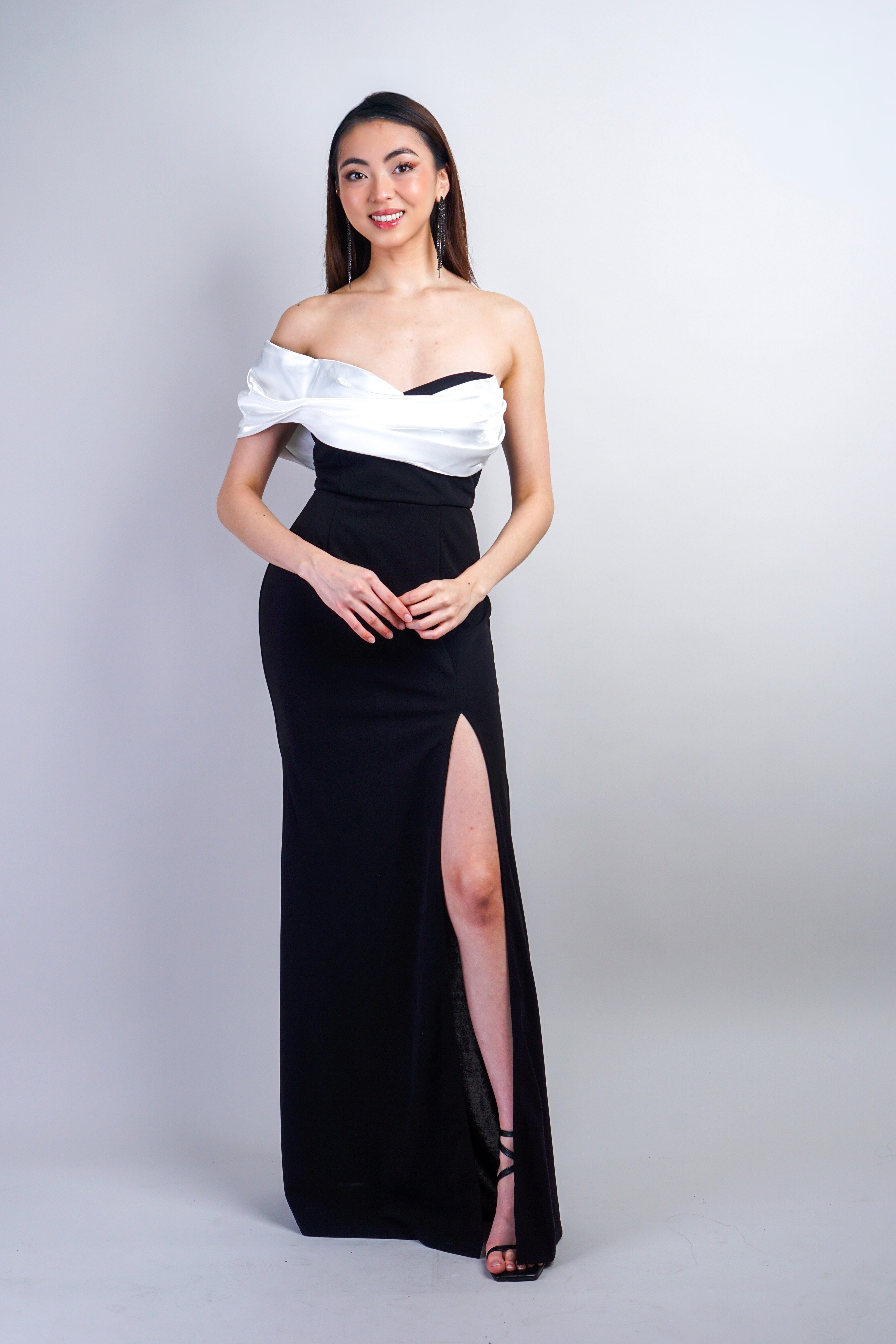 Private Label DRESSES Black/White Strapless Mermaid Gown