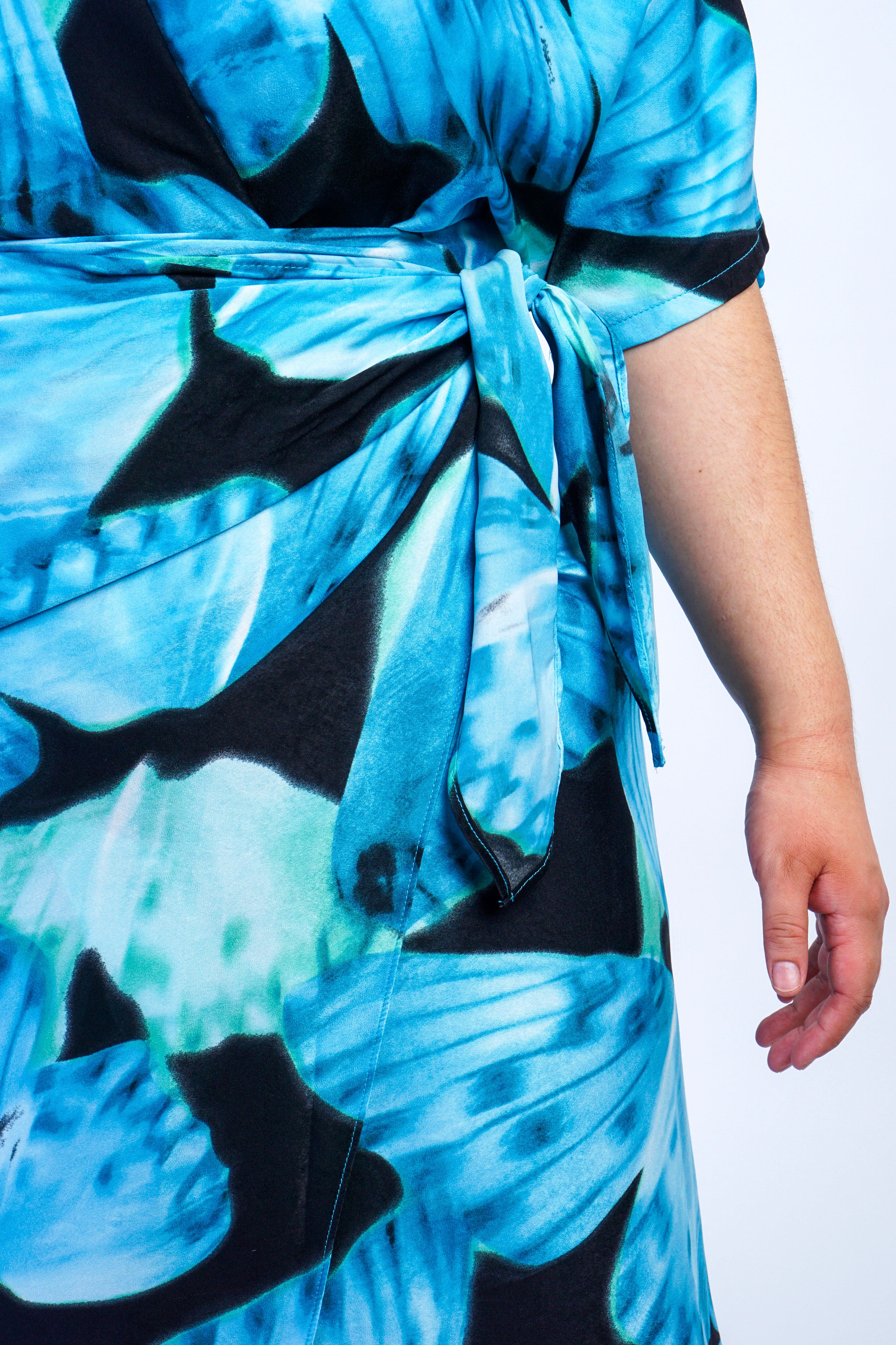 Private Label DRESSES Blue Flower Wrap Dress