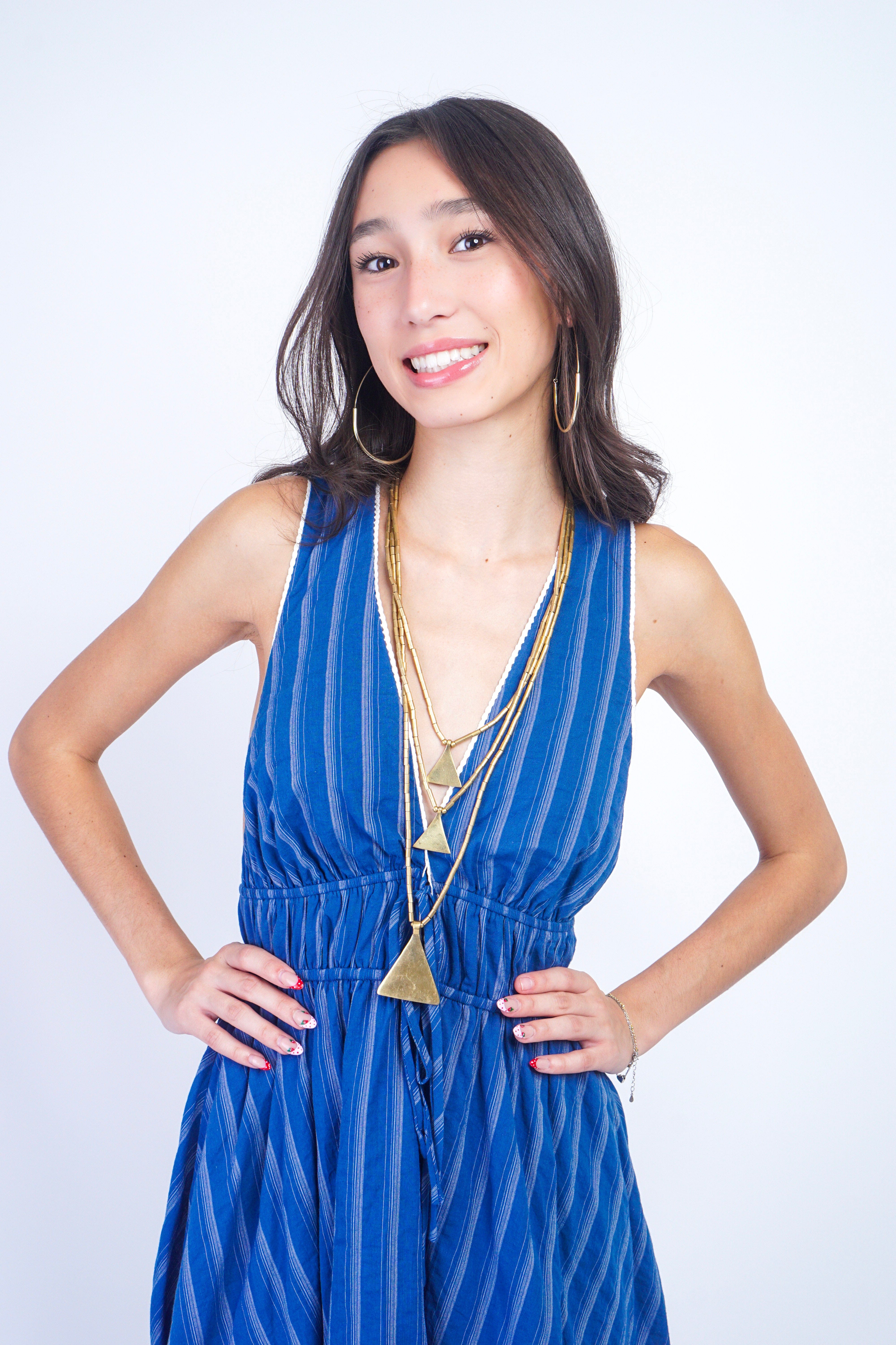 Private Label DRESSES Blue Stripe Low V Dress
