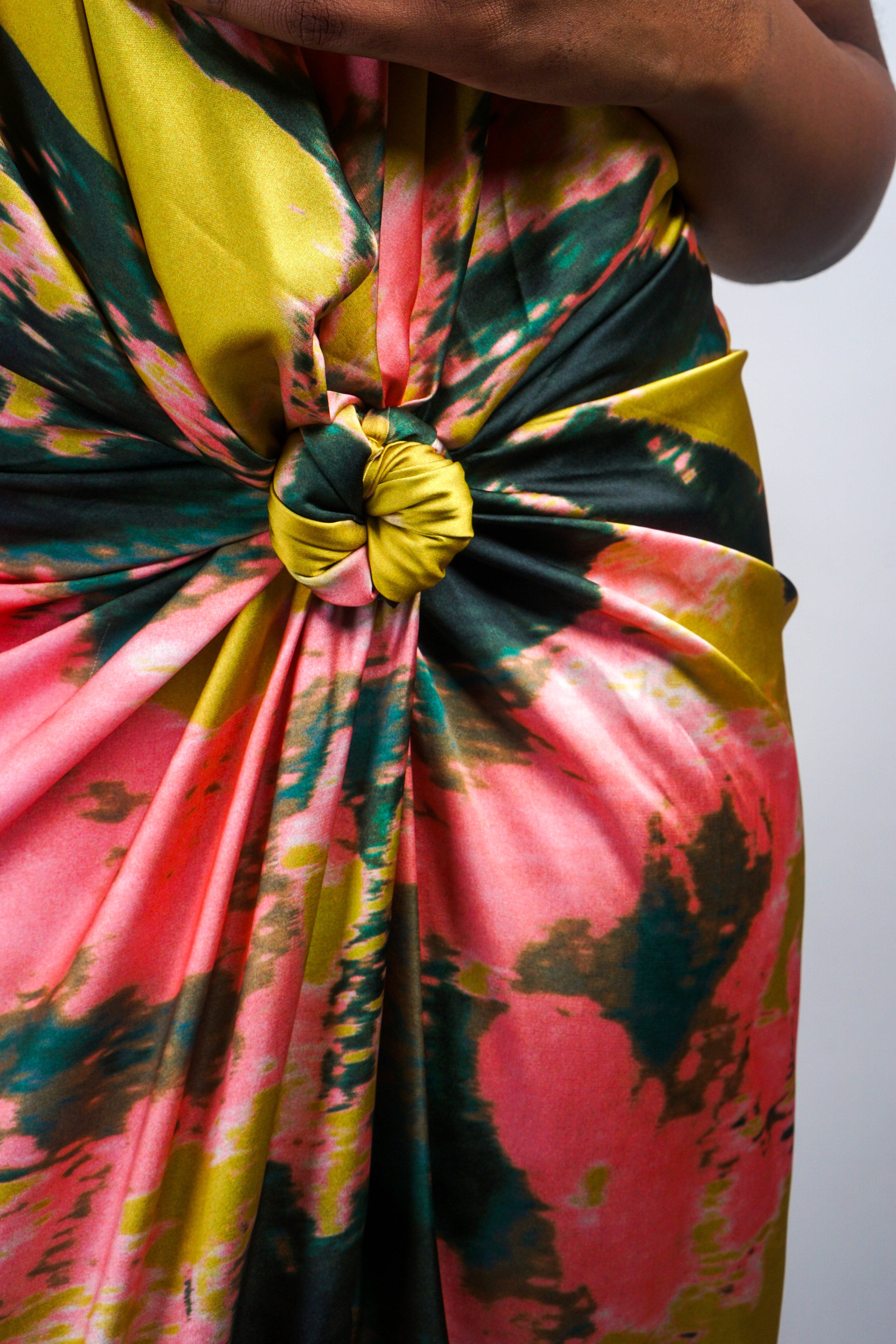 Private Label DRESSES Chartreuse Sunset Knot Halter Gown