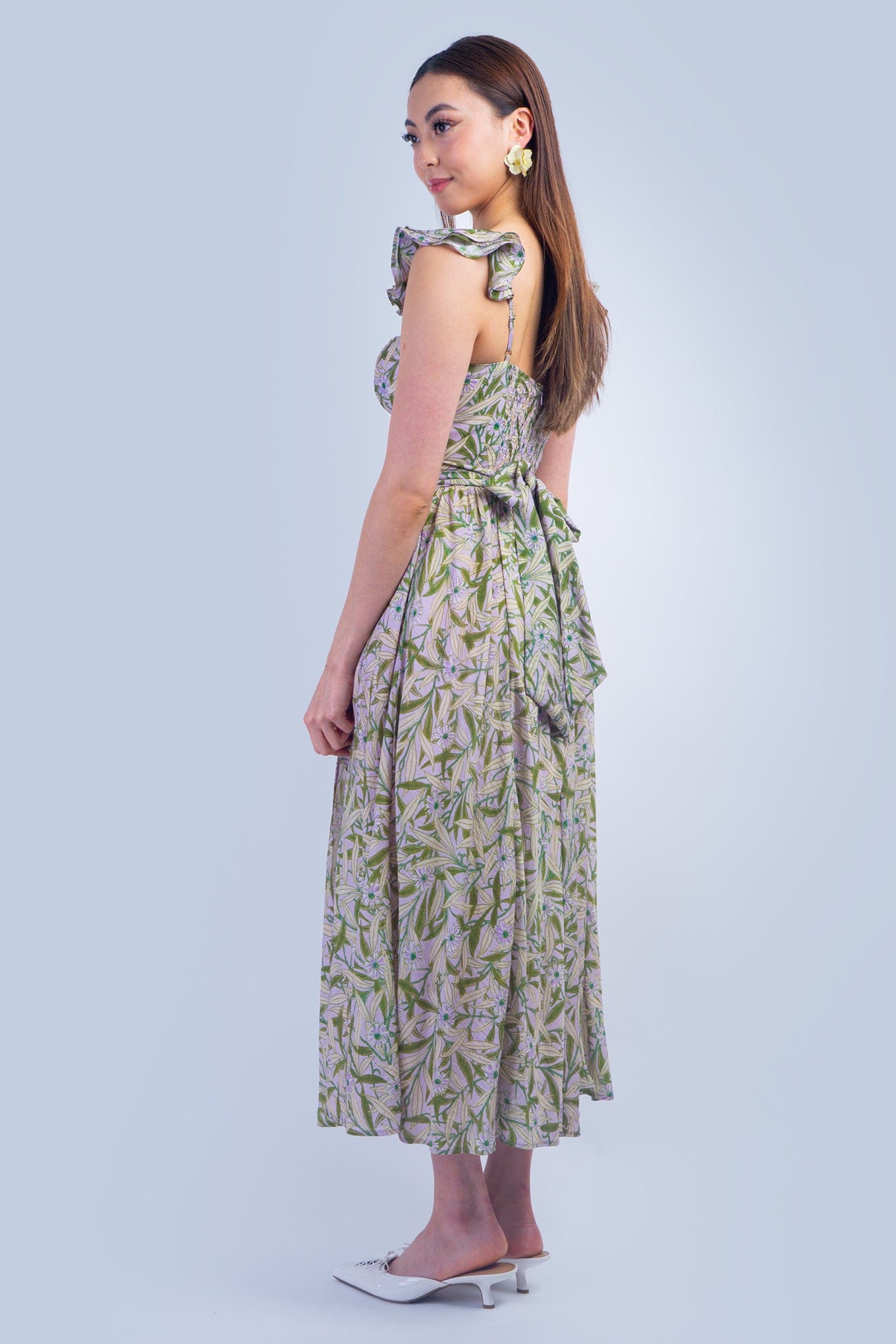 DCD DRESSES Corset Sweetheart Lavender Green Midi Dress