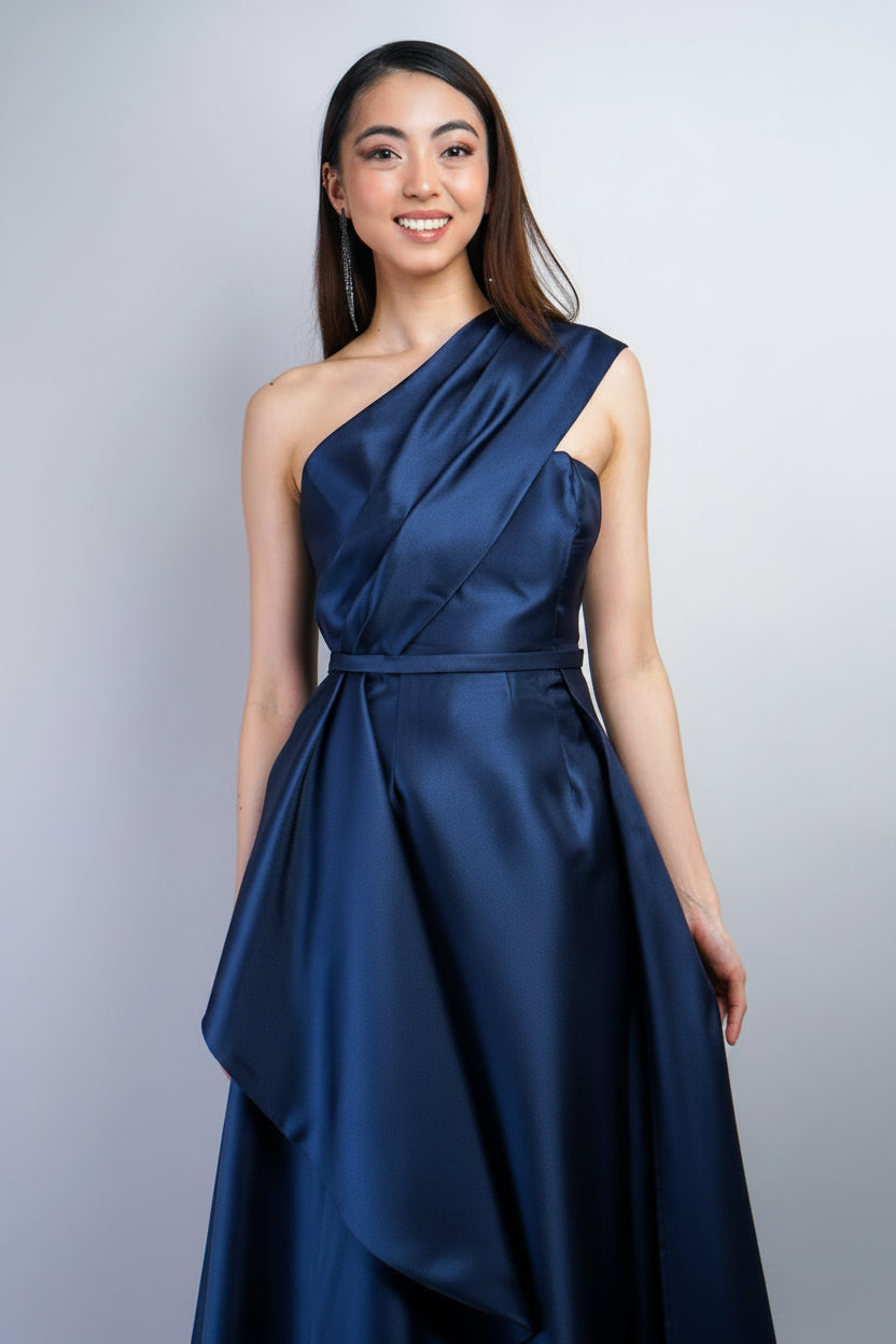 Private Label DRESSES Emerald One Shoulder Gown