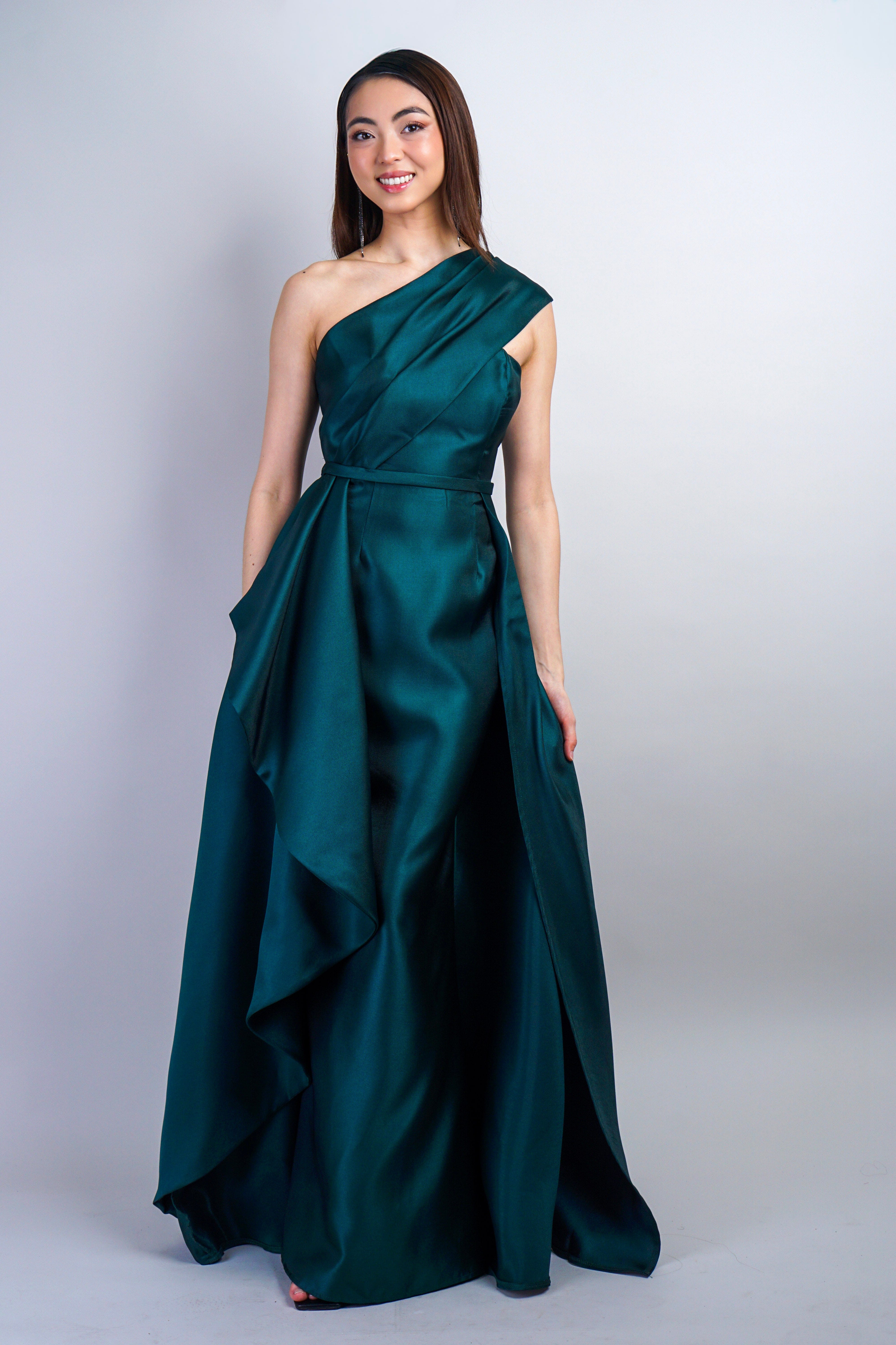 Private Label DRESSES Emerald One Shoulder Gown