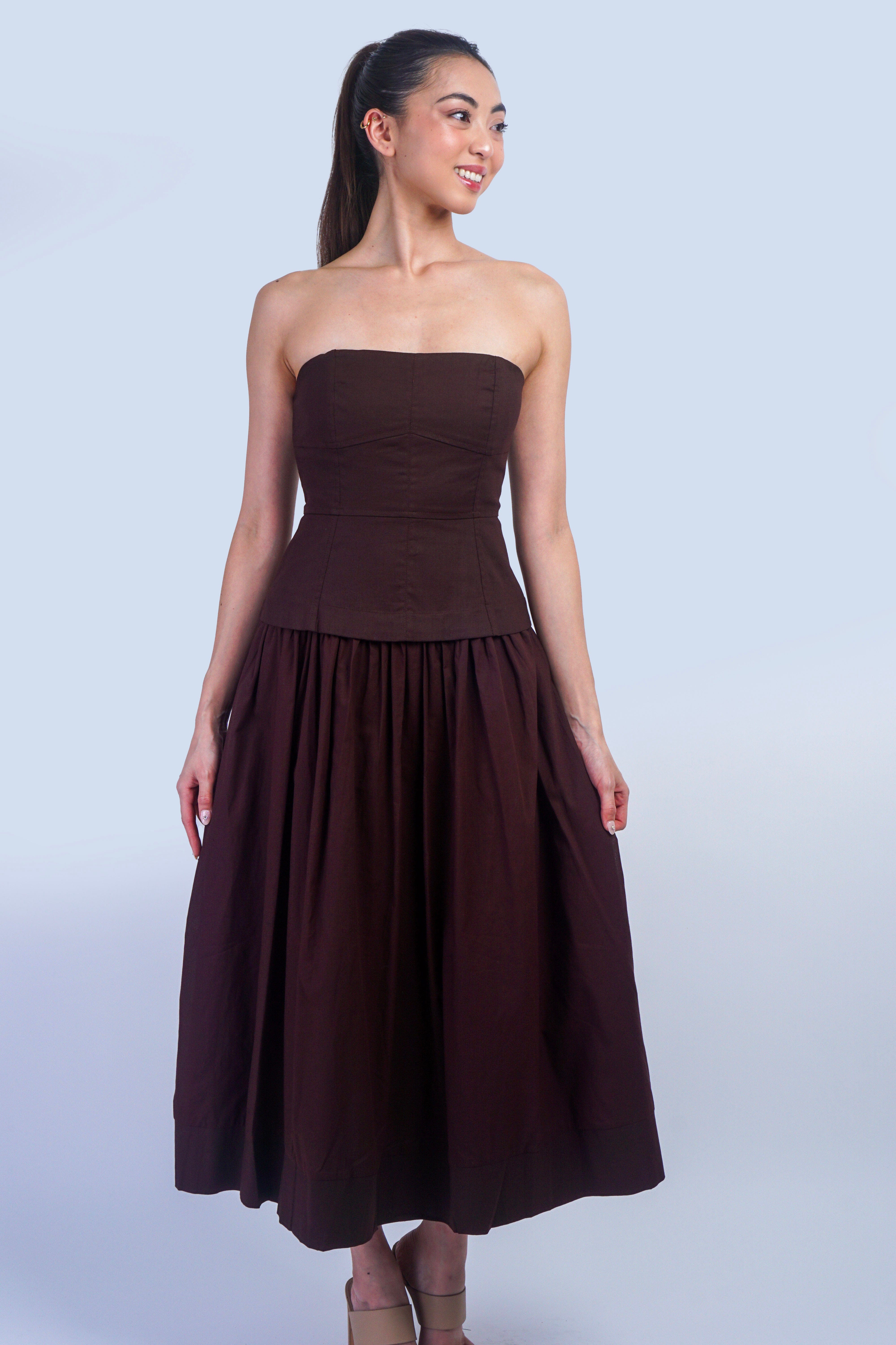 Private Label DRESSES Espresso Corset Lined Strapless Dress