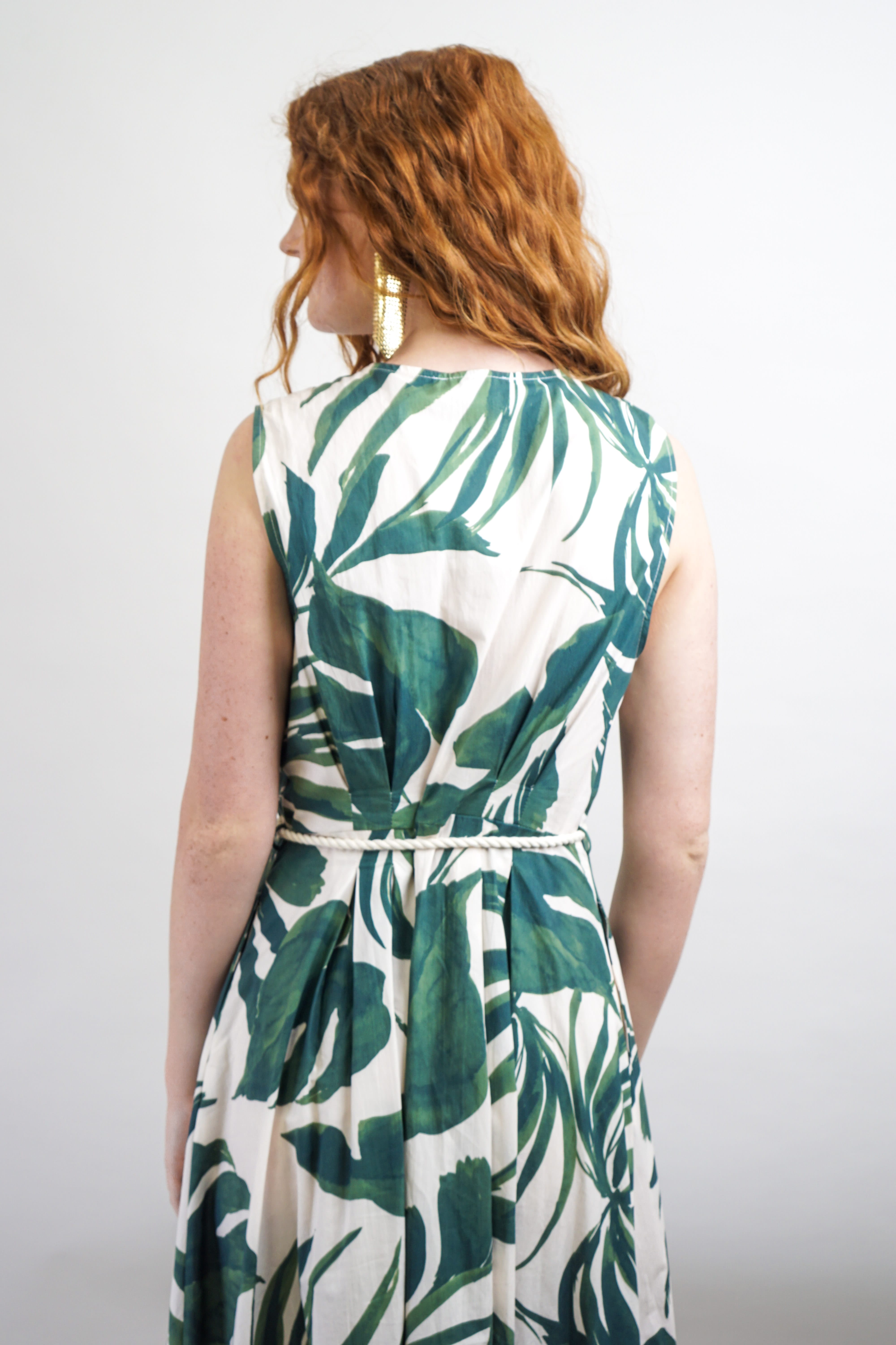 Private Label DRESSES Green & Ivory Wrap Cotton Midi Dress