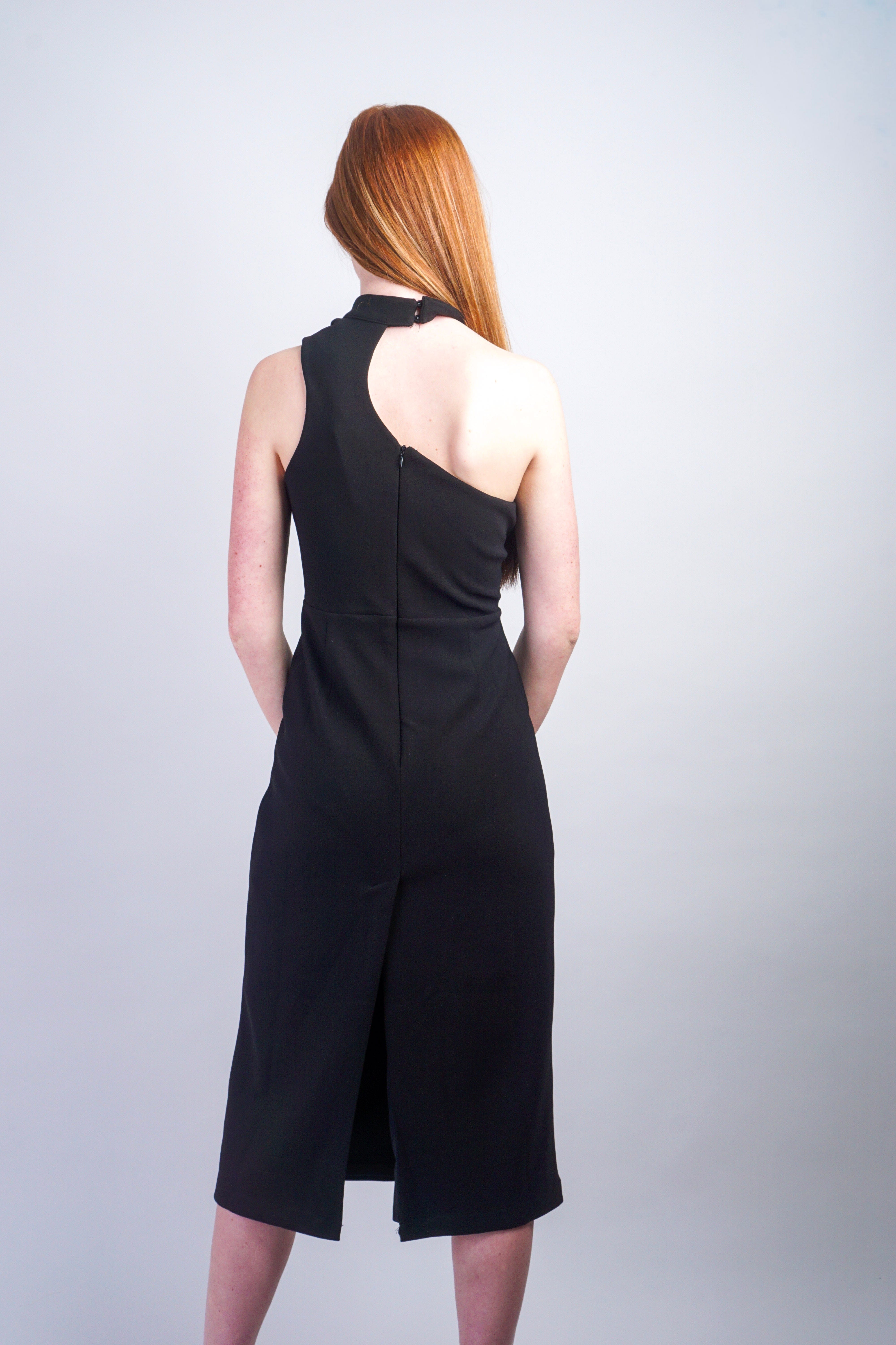 Private Label DRESSES Iconic Asymmetrical Black Midi Dress