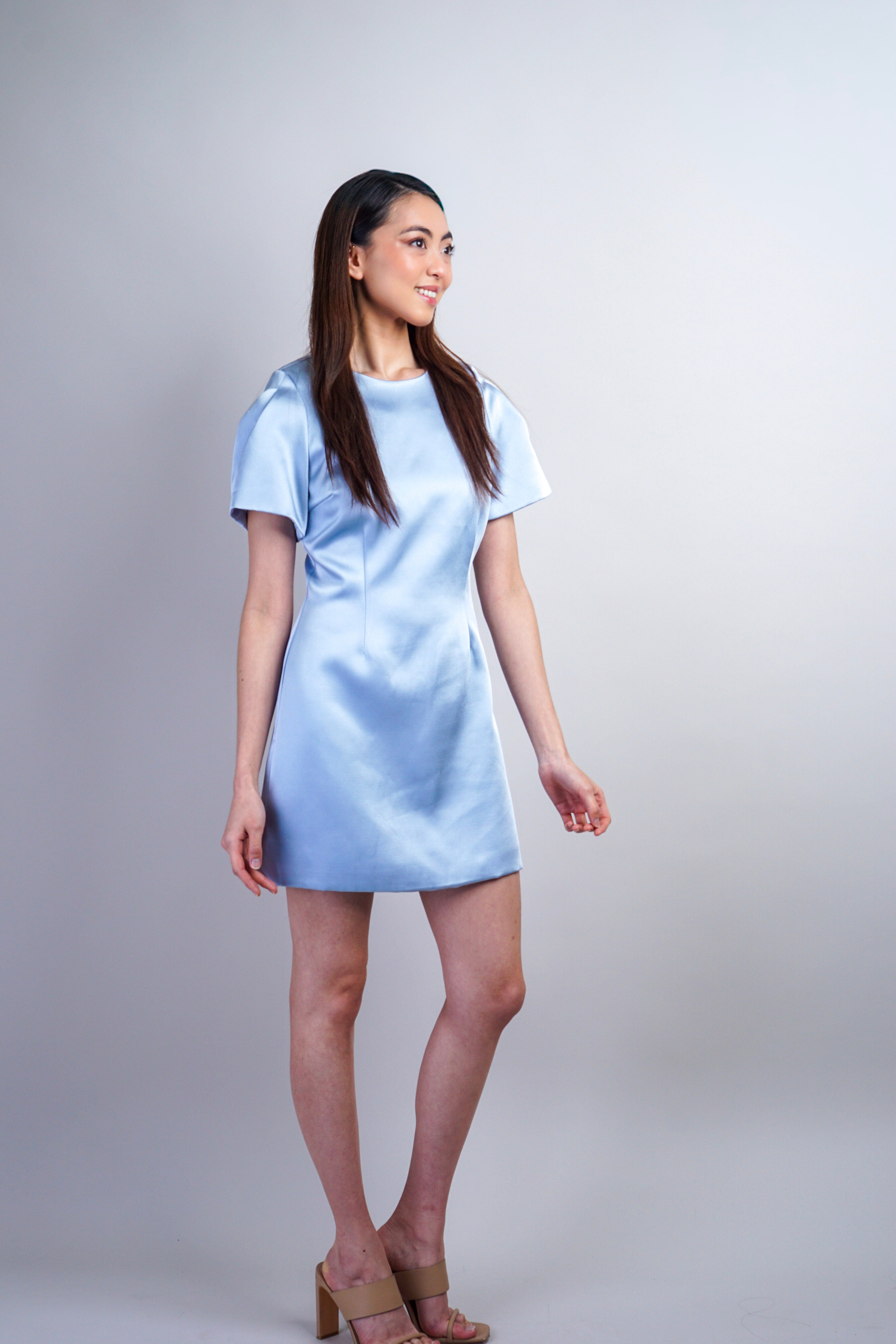 Private Label DRESSES Icy Blue Satin Mini Dress