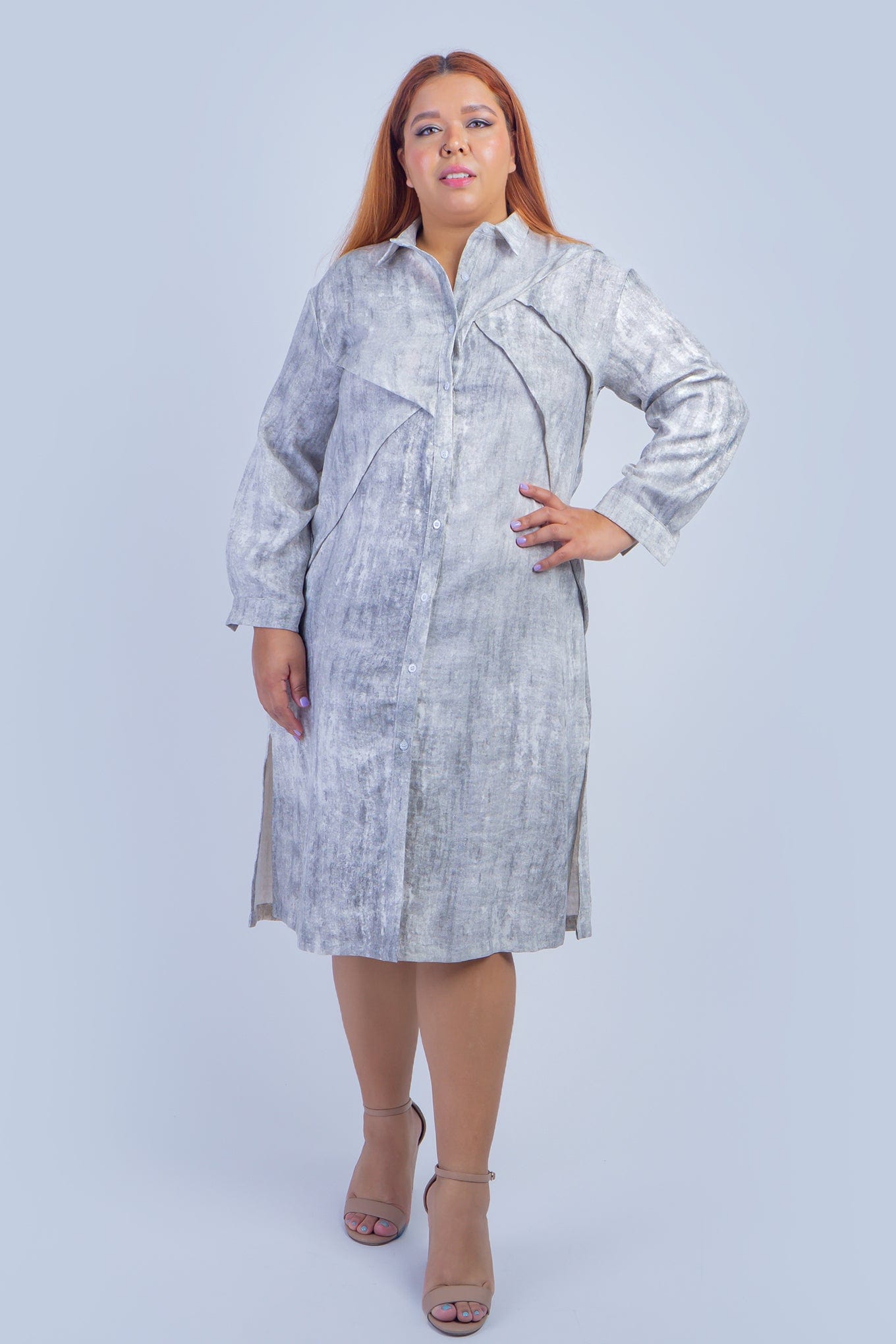 DCD DRESSES Marble Taupe Shirt Dress