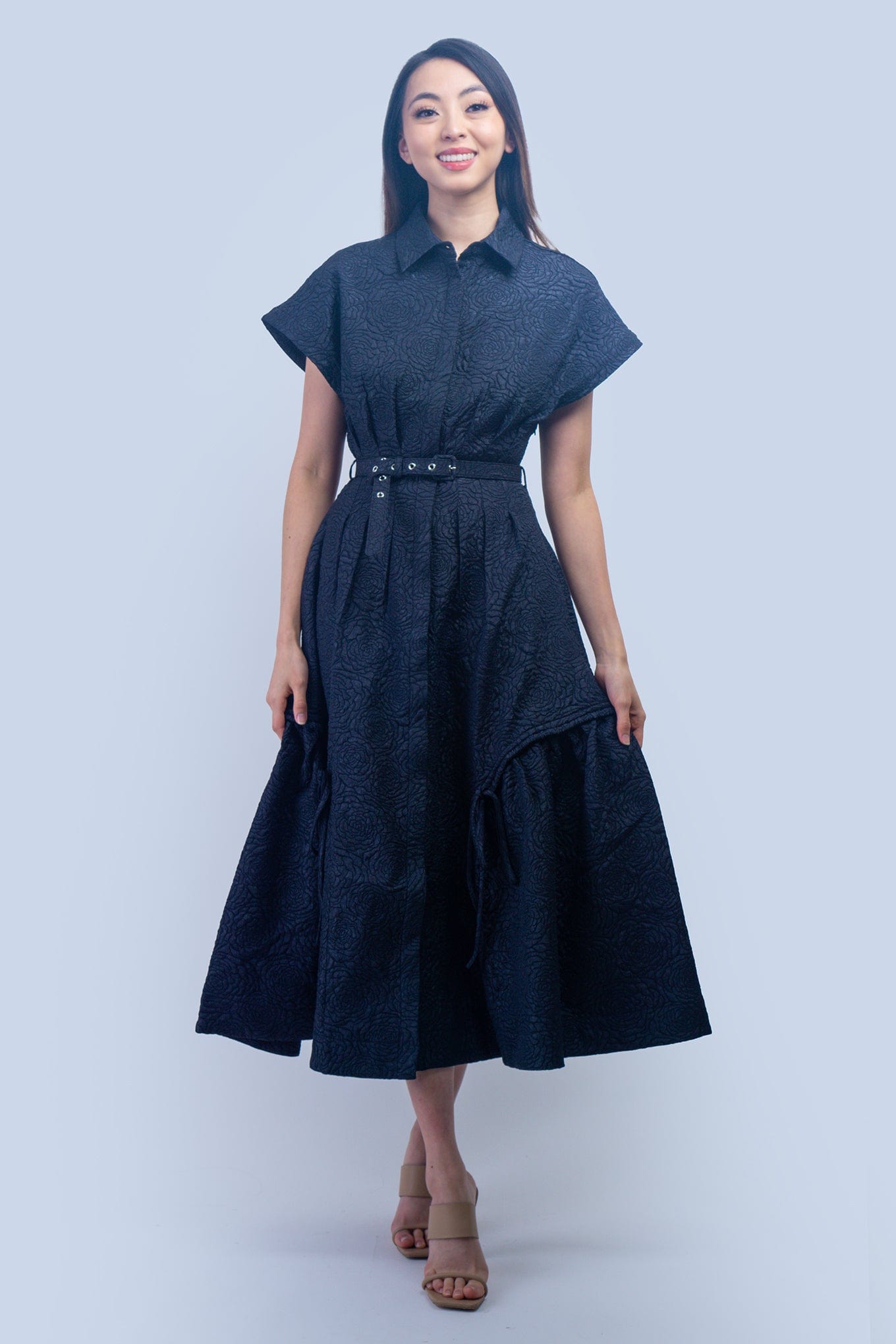 DCD DRESSES Navy Crinkle Cool Lux Dress