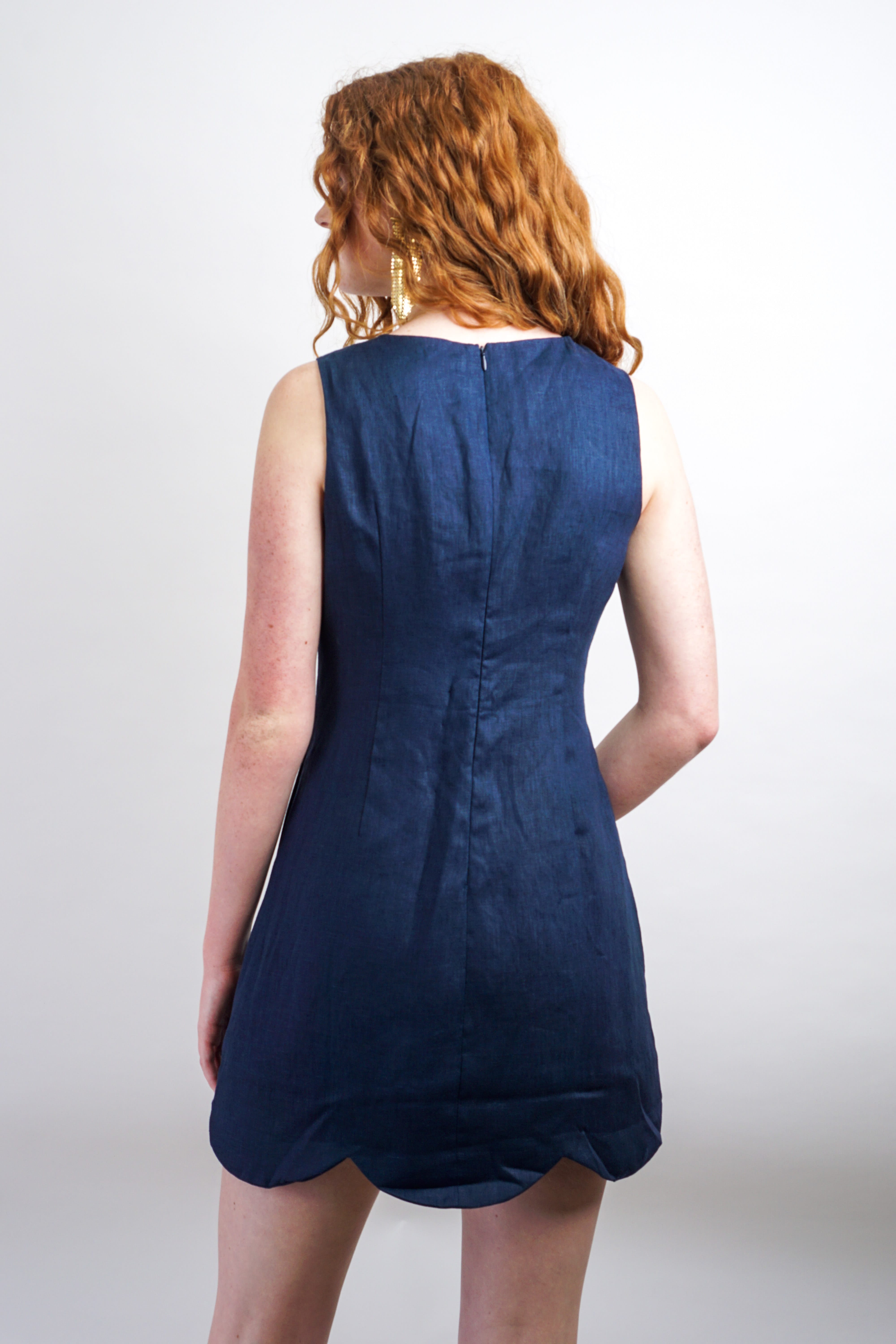 Private Label DRESSES Navy Scallop Hem Mini Dress