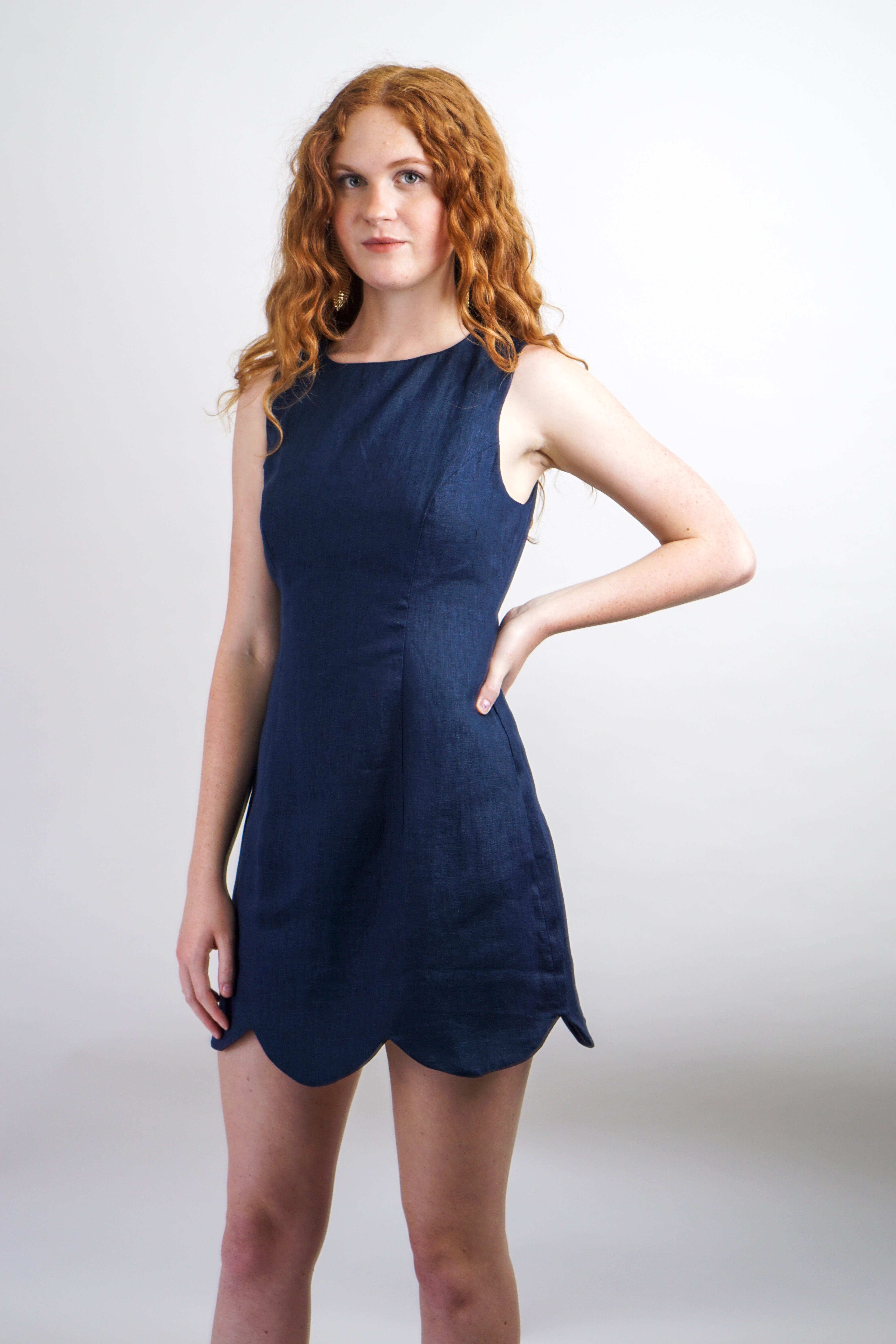 Private Label DRESSES Navy Scallop Hem Mini Dress