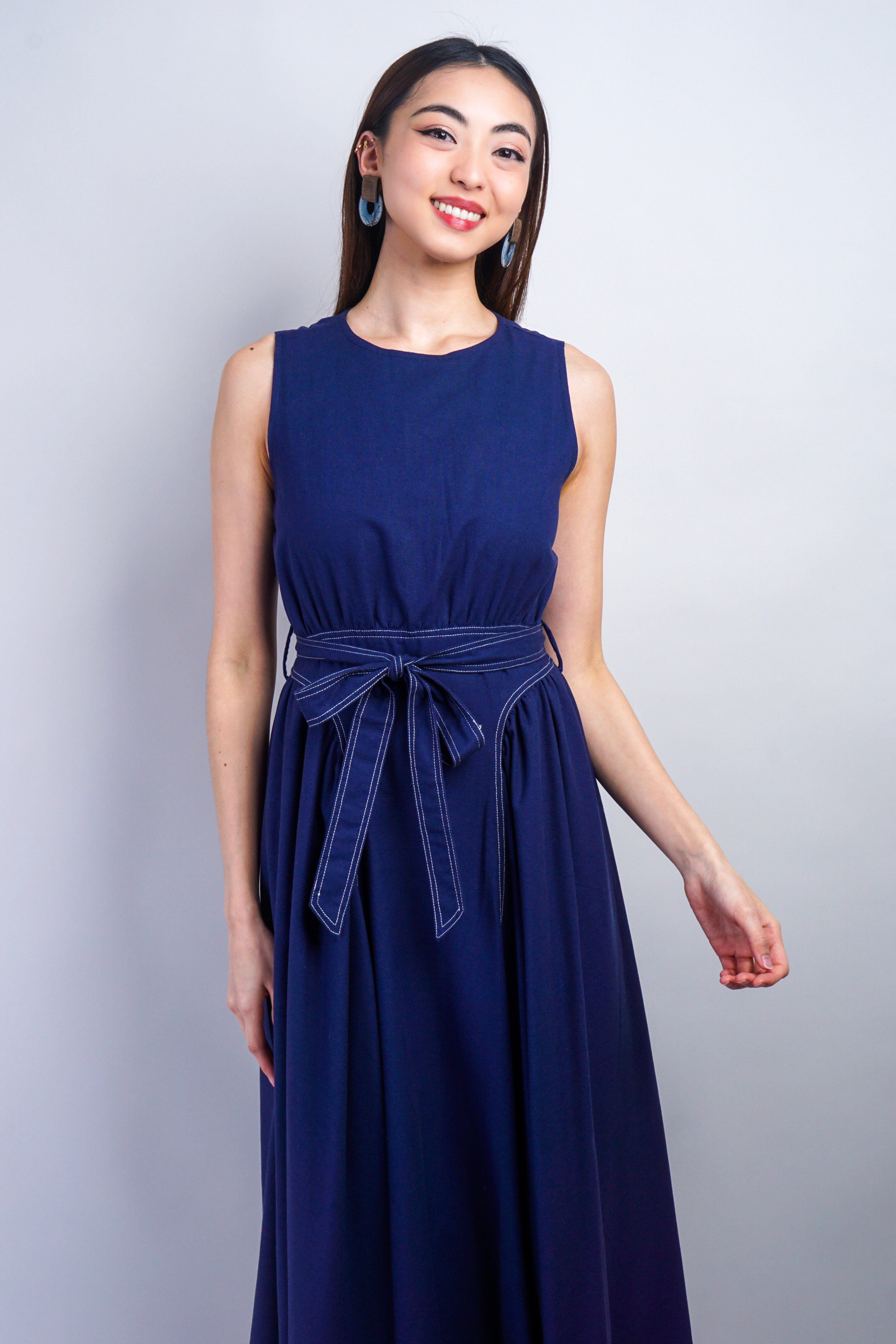 Private Label DRESSES Navy Stitch Midi Dress