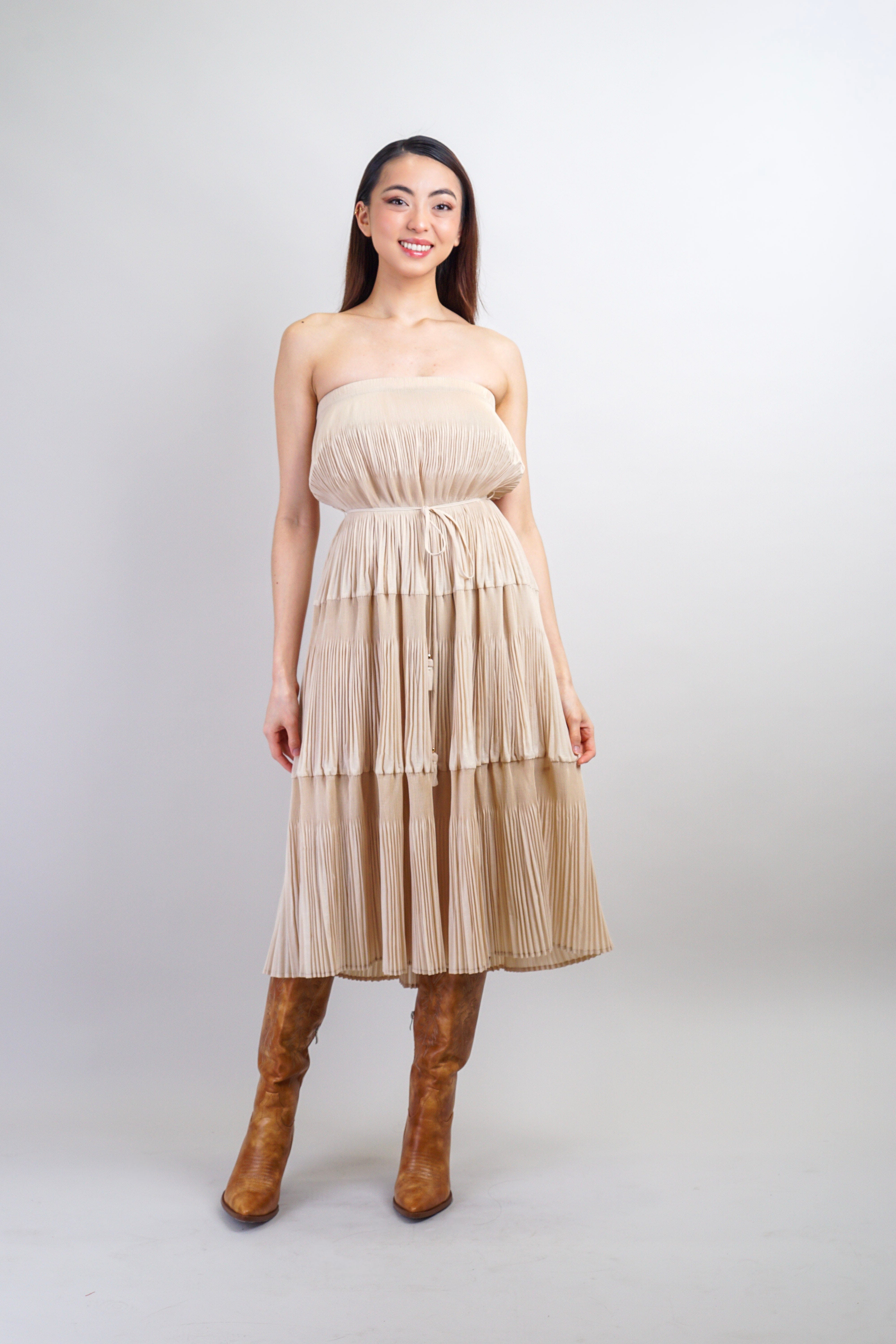 Private Label DRESSES Oatmeal Pleated Tube Dress
