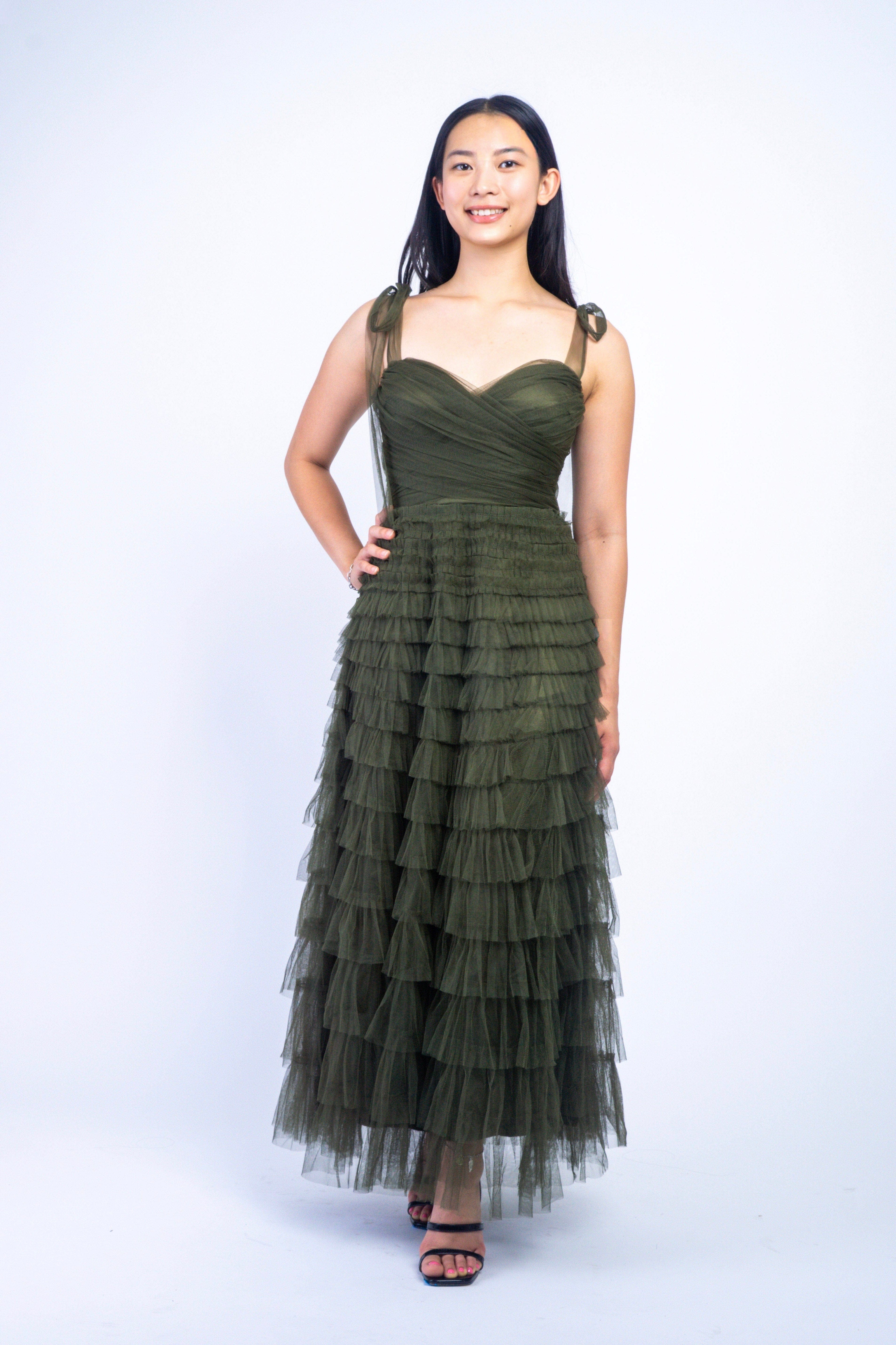 Private Label DRESSES Olive Sweetheart Tulle Full Midi Dress