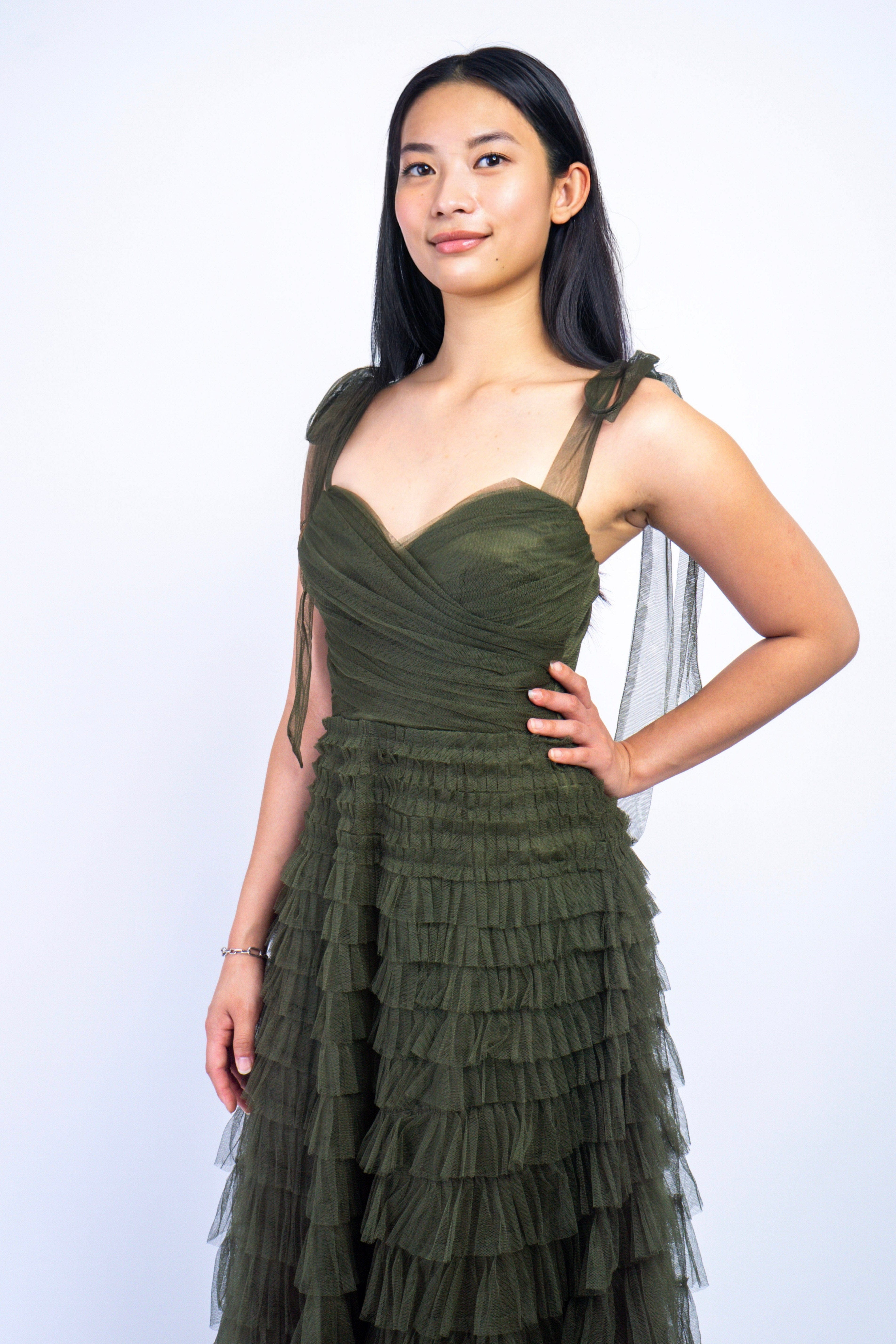 Private Label DRESSES Olive Sweetheart Tulle Full Midi Dress