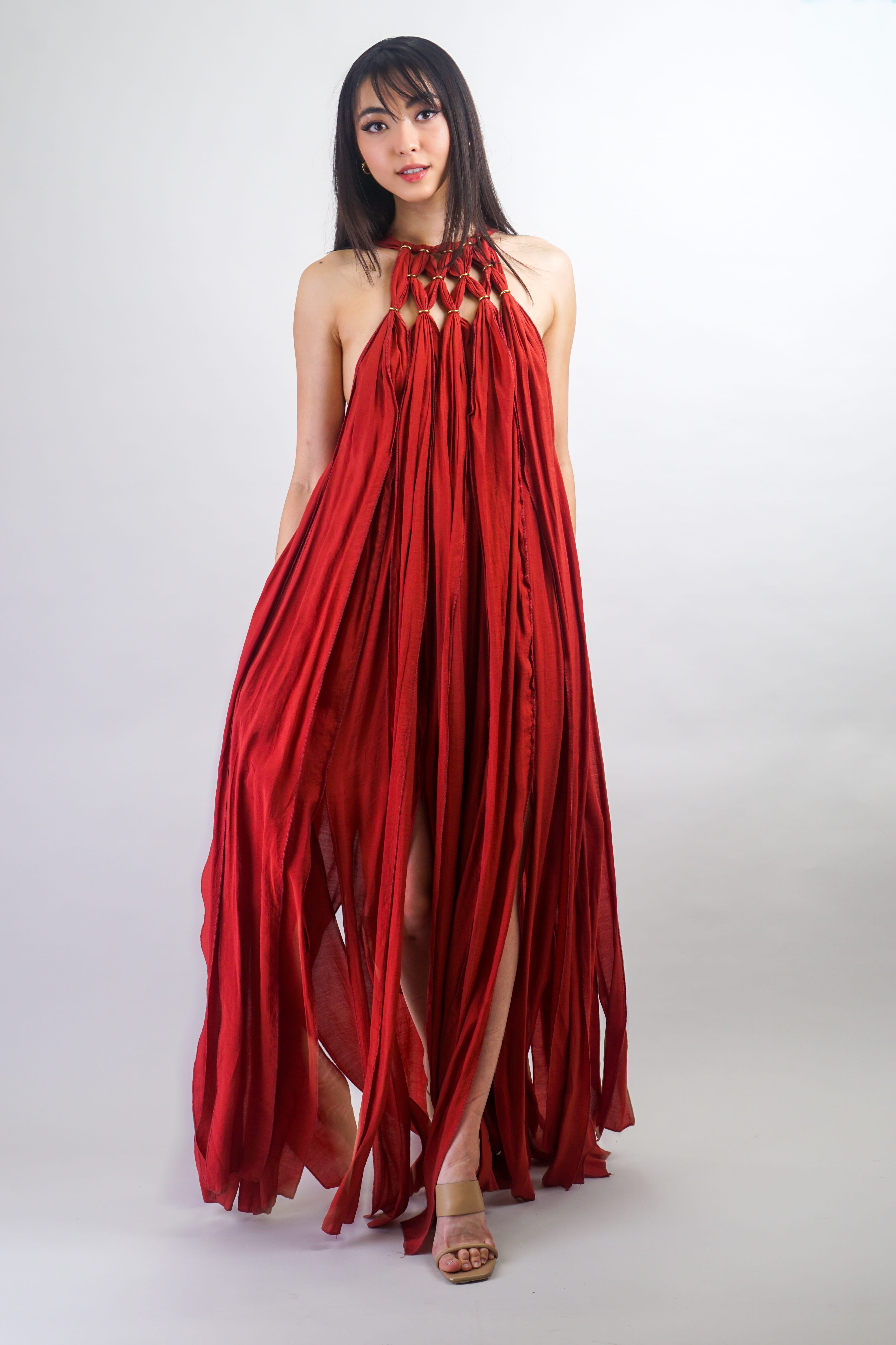 Private Label DRESSES One size / sienna Burnt Sienna Halter Panel Maxi Dress