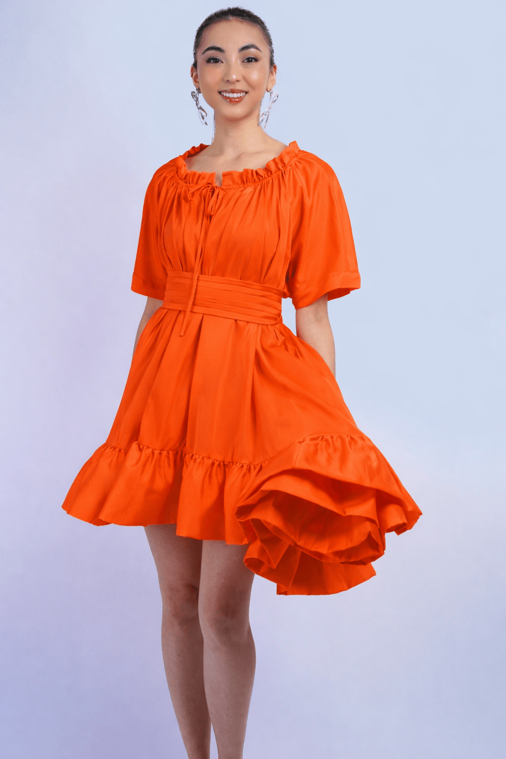 Private Label DRESSES Orange Hi Low Oversized Belted Dress