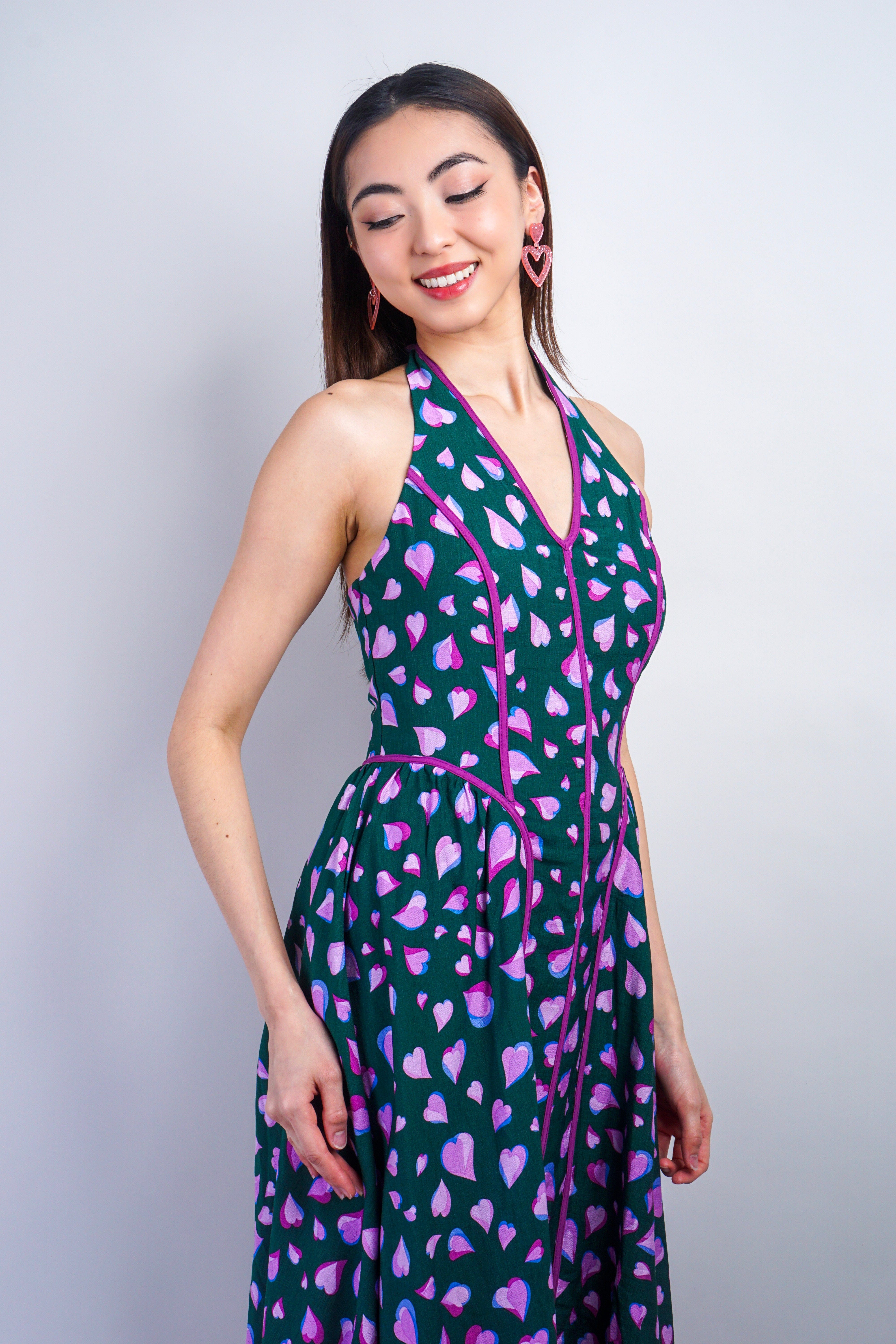 Private Label DRESSES Pink Teal Heart Halter Dress