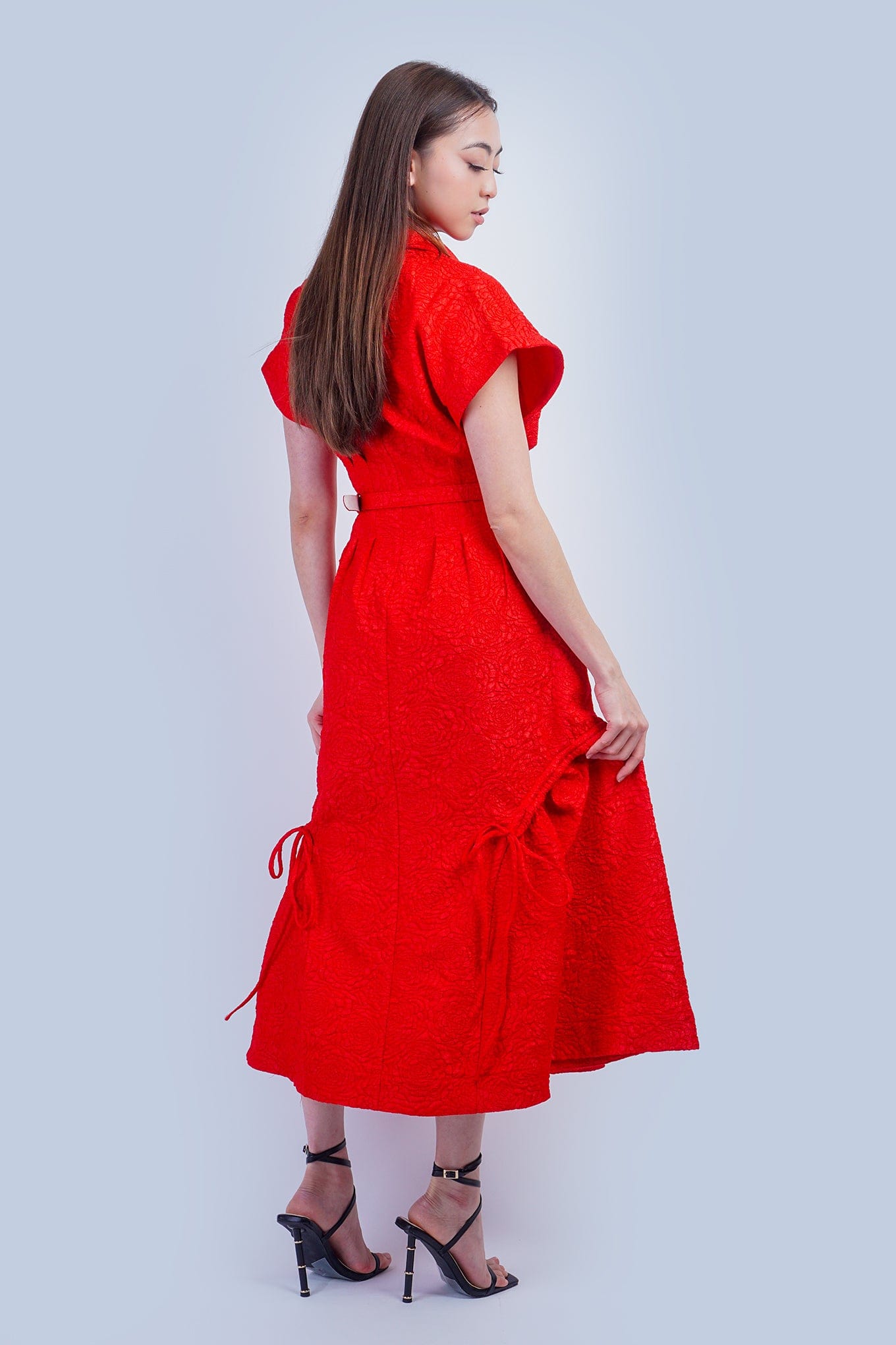 DCD DRESSES Red Crinkle Cool Lux Dress