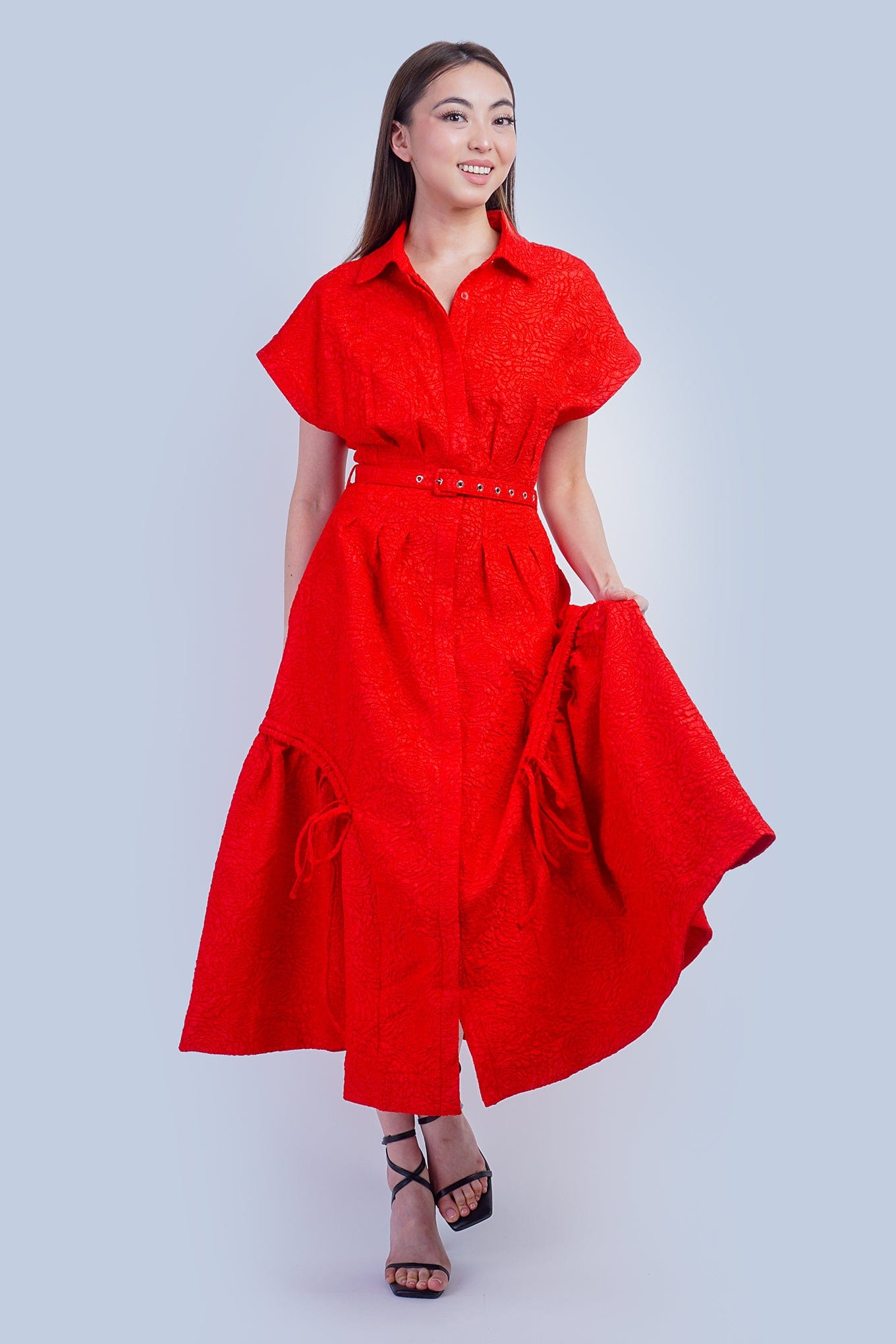 DCD DRESSES Red Crinkle Cool Lux Dress
